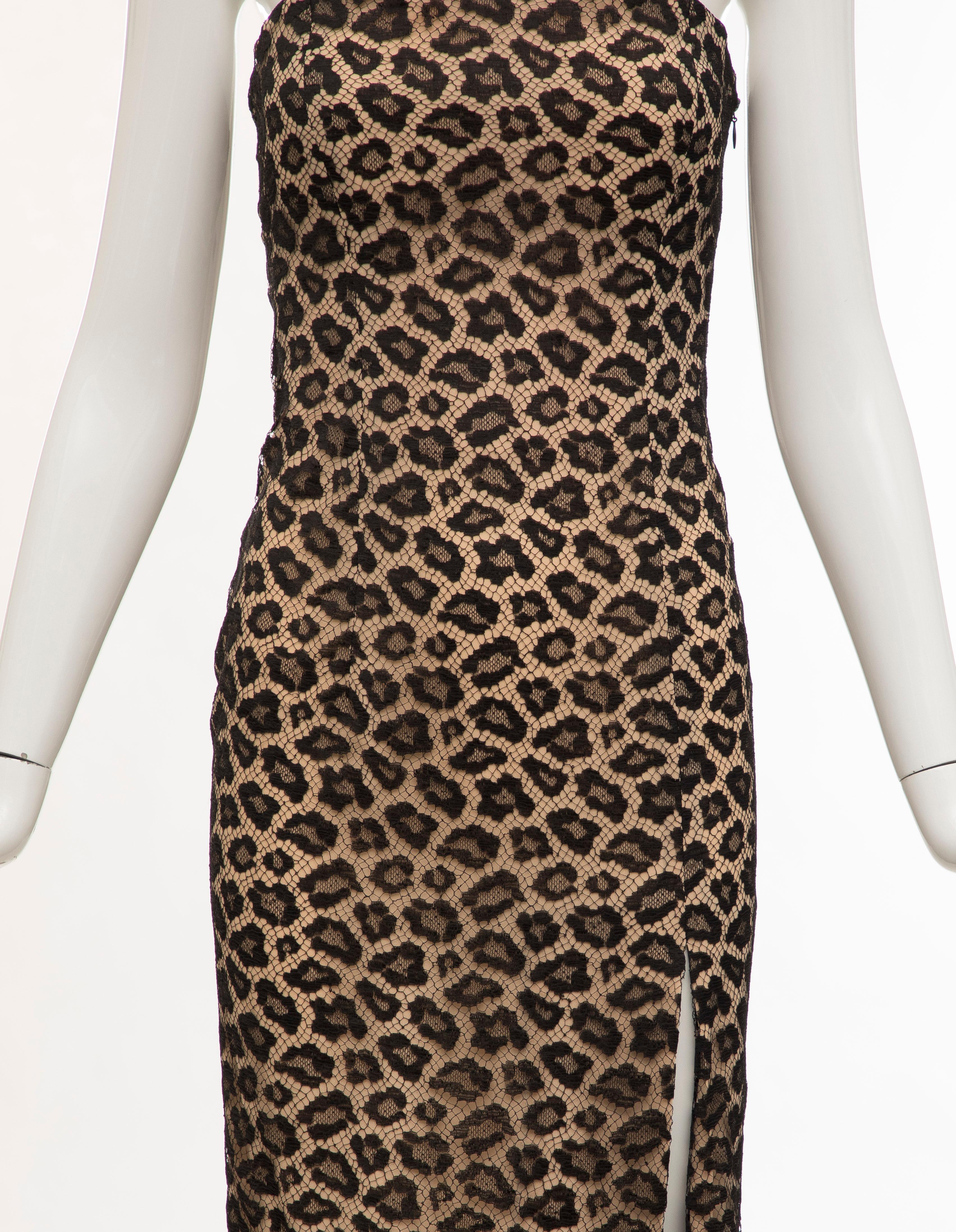 Women's Givenchy Alexander McQueen Haute Couture Runway Leopard Lace Dress, Fall 1997