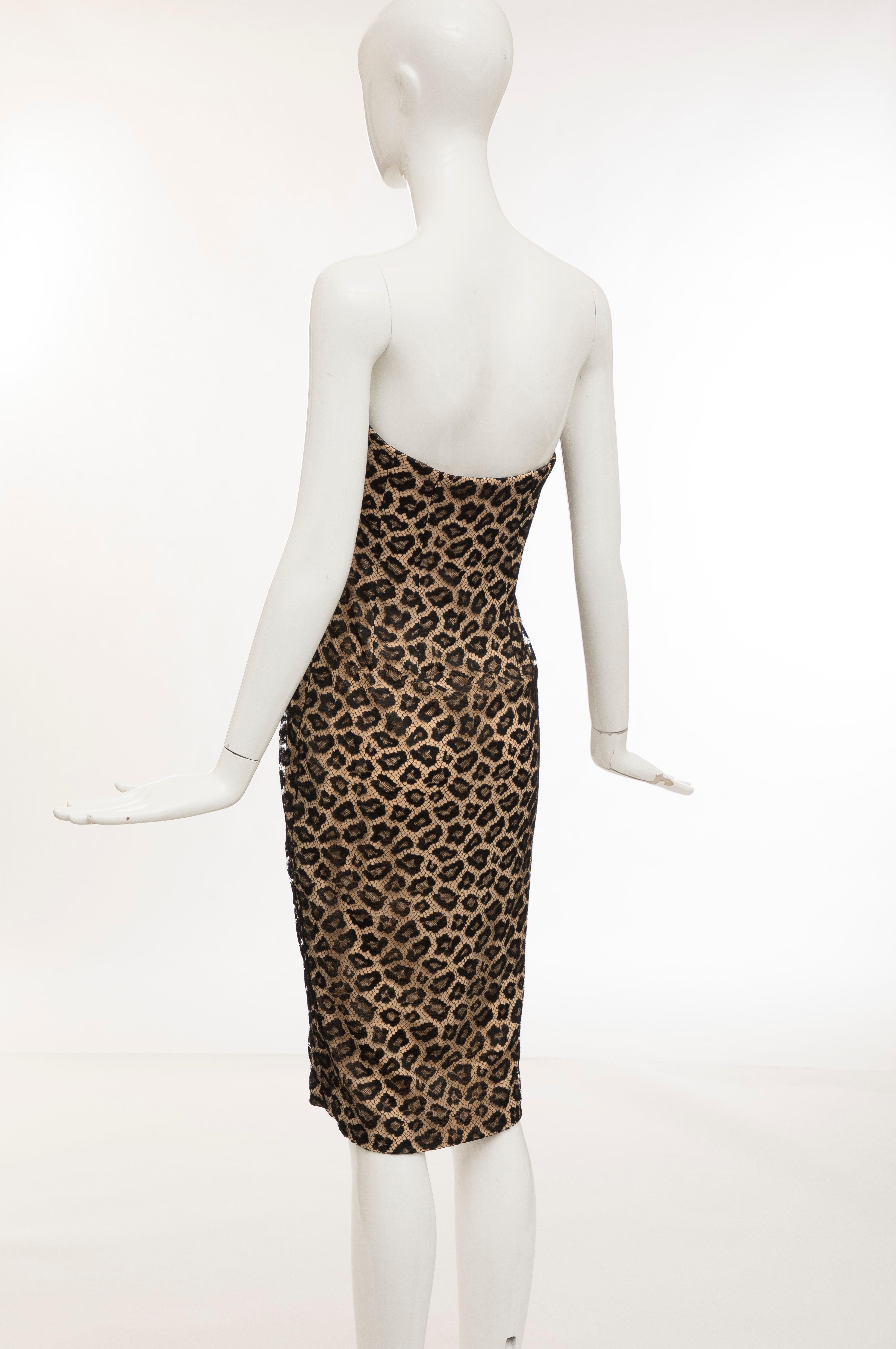 Givenchy Alexander McQueen Haute Couture Runway Leopard Lace Dress, Fall 1997 1