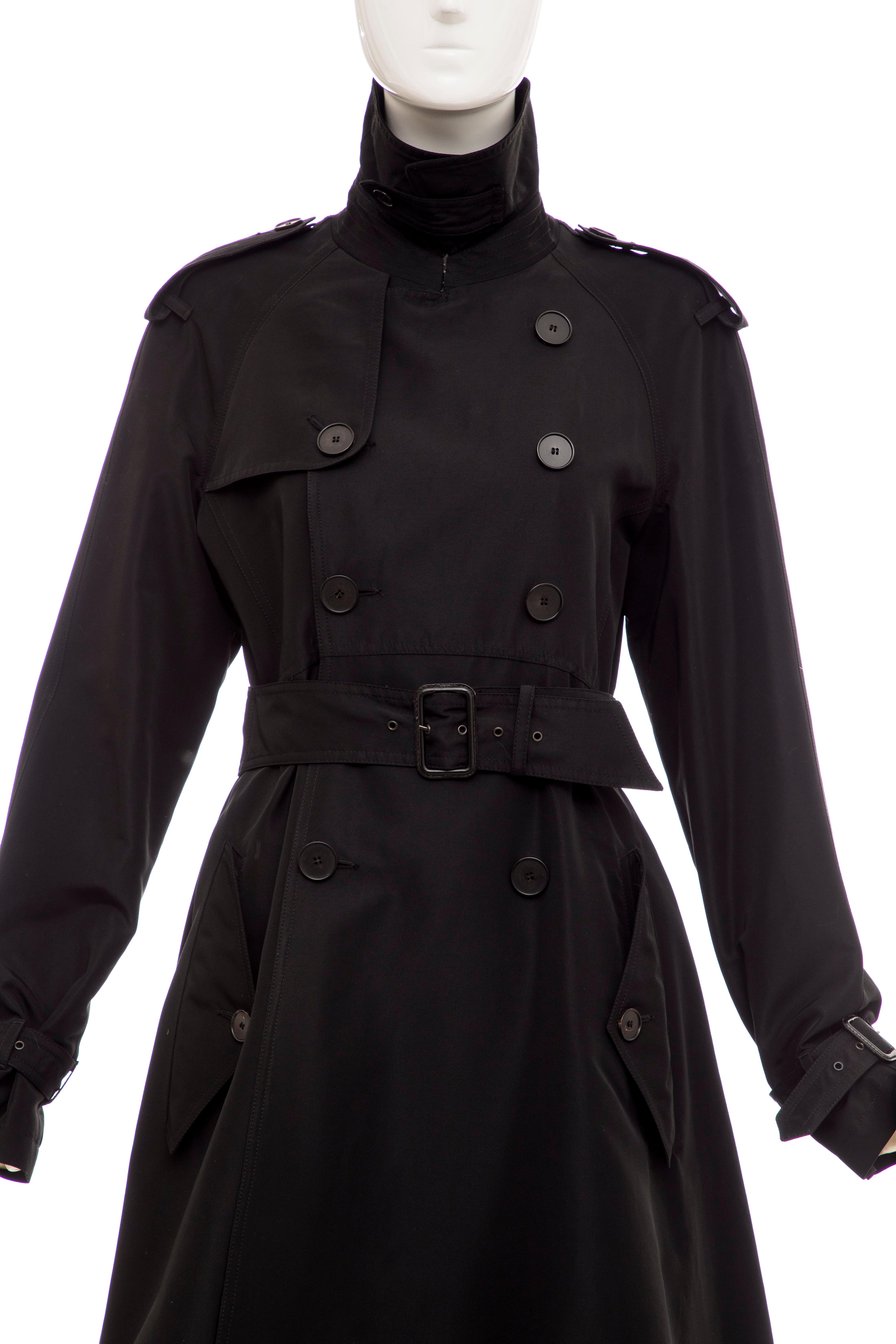 Women's Jean Paul Gaultier Runway Black Double Breasted Trench Coat, Fall 2007