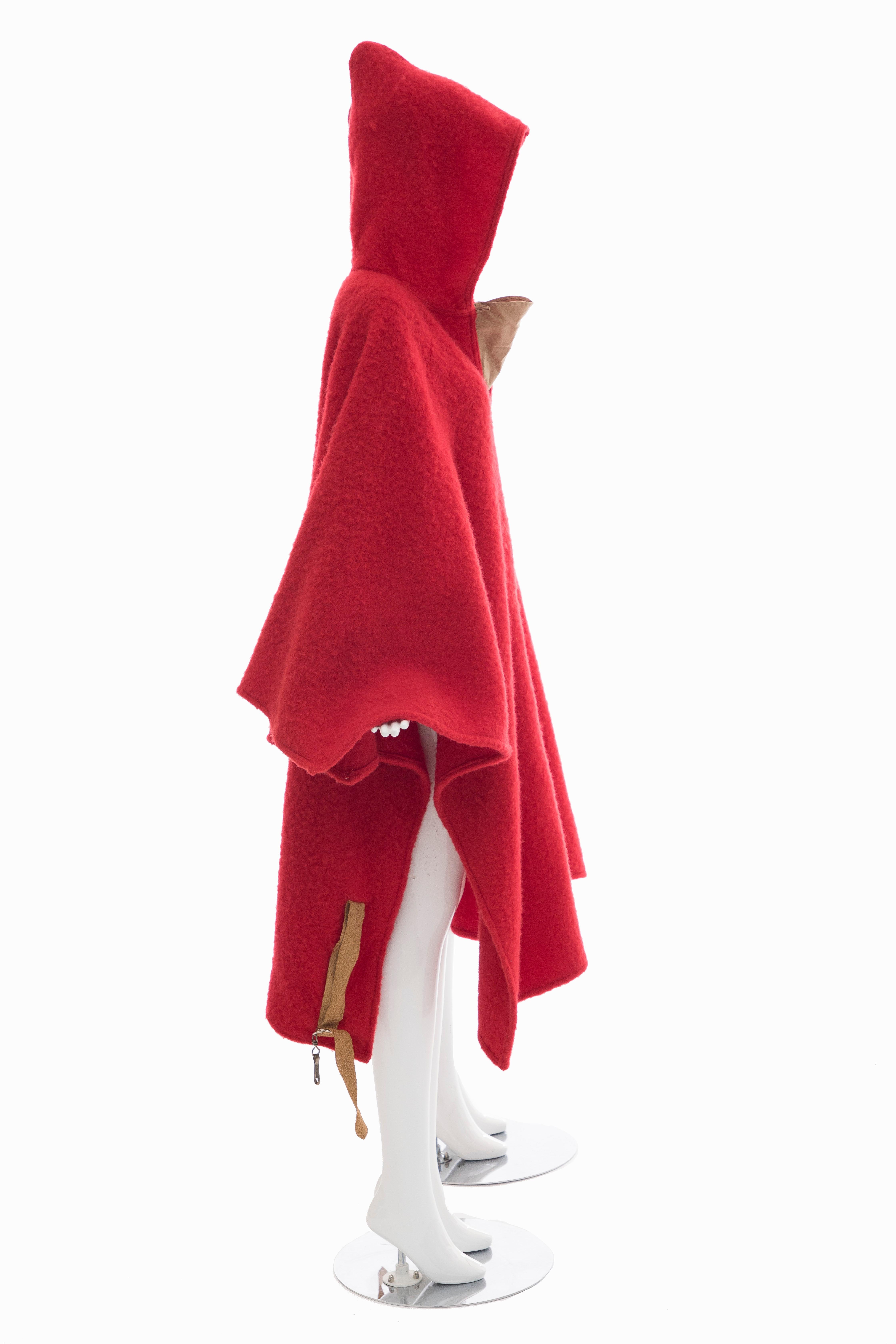 Jean Charles de Castelbajac Red Wool Two Person Poncho, Circa 1970s In Excellent Condition In Cincinnati, OH