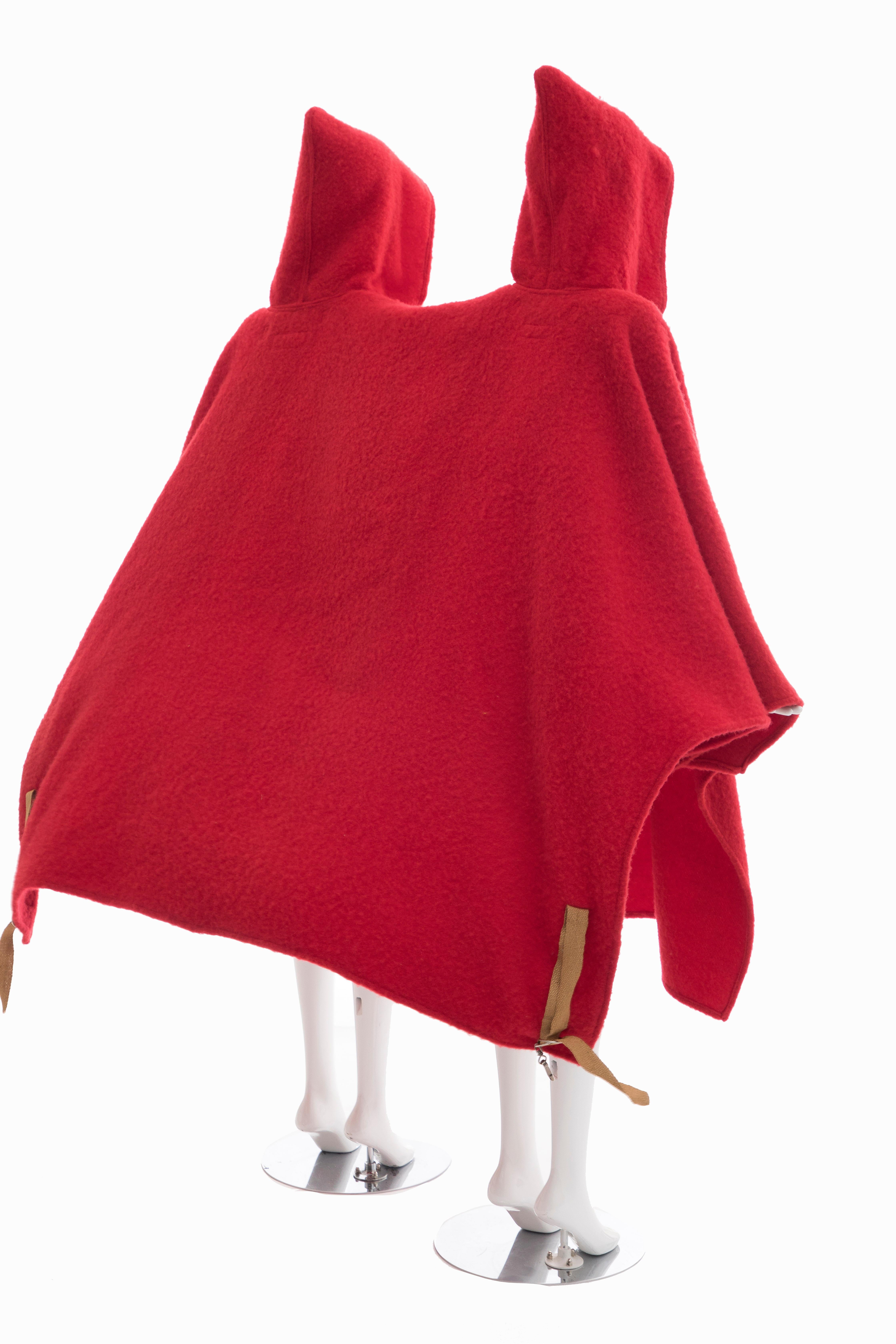 Jean Charles de Castelbajac Red Wool Two Person Poncho, Circa 1970s 1