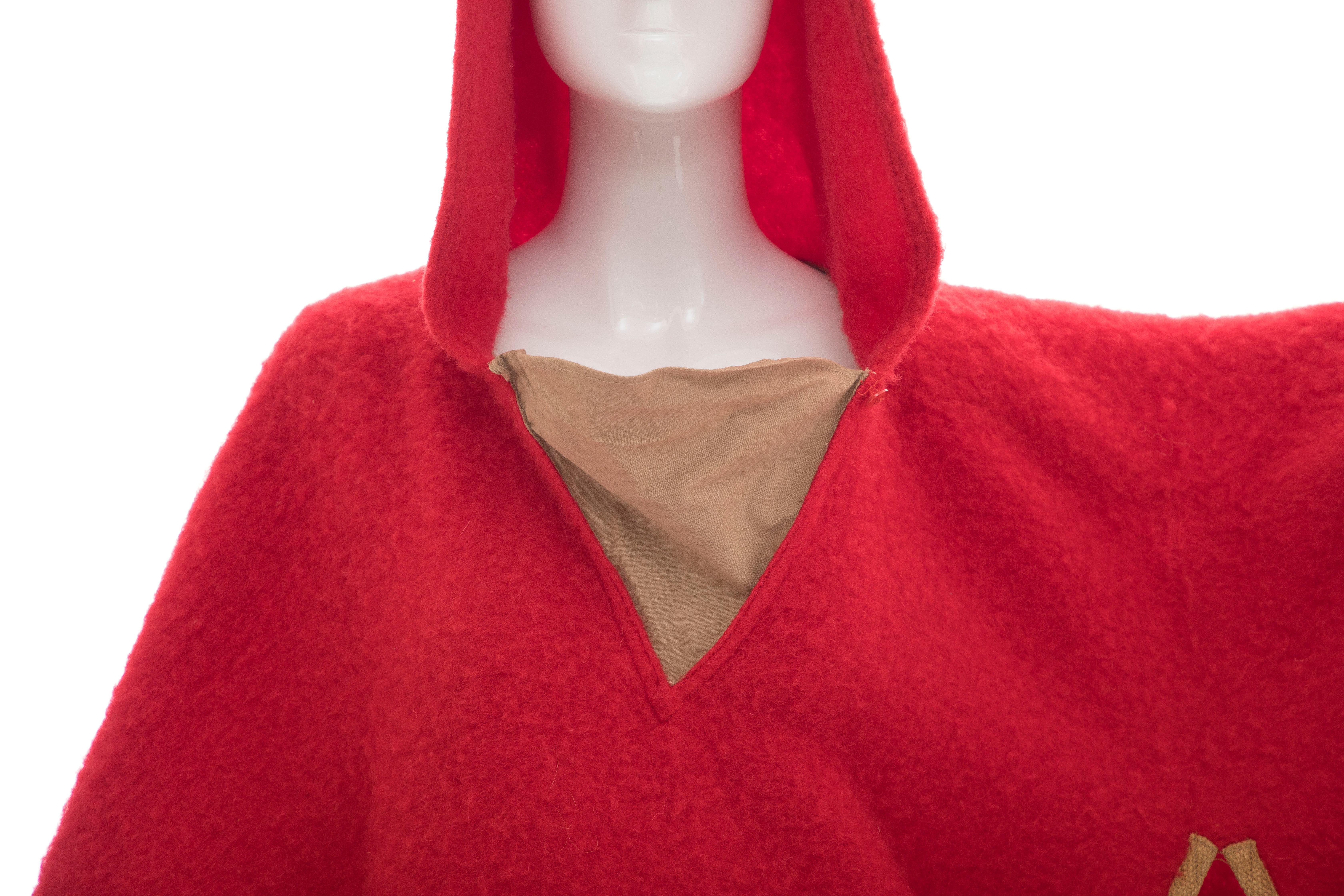 Jean Charles de Castelbajac Red Wool Two Person Poncho, Circa 1970s 3