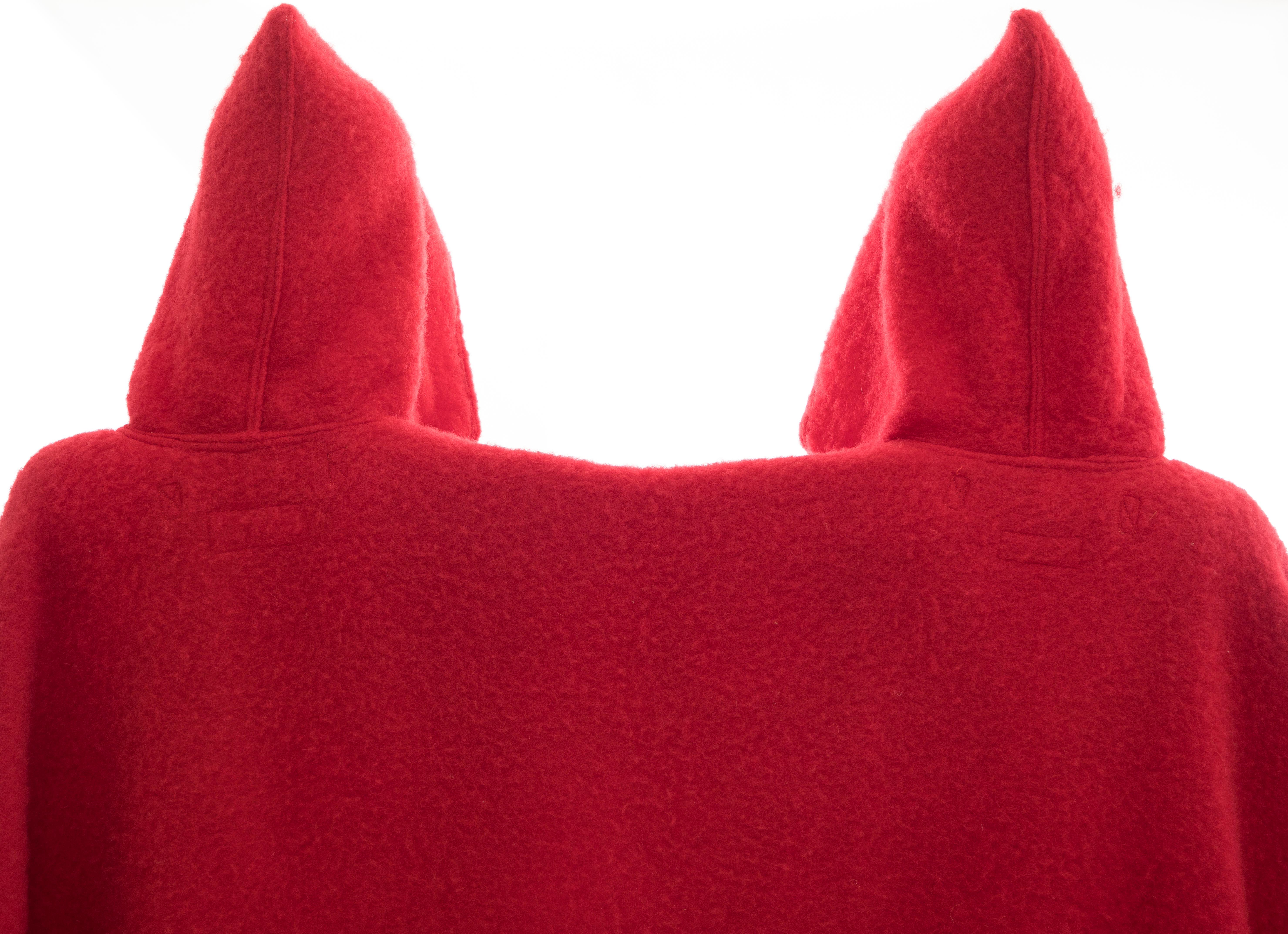 Jean Charles de Castelbajac Red Wool Two Person Poncho, Circa 1970s 6