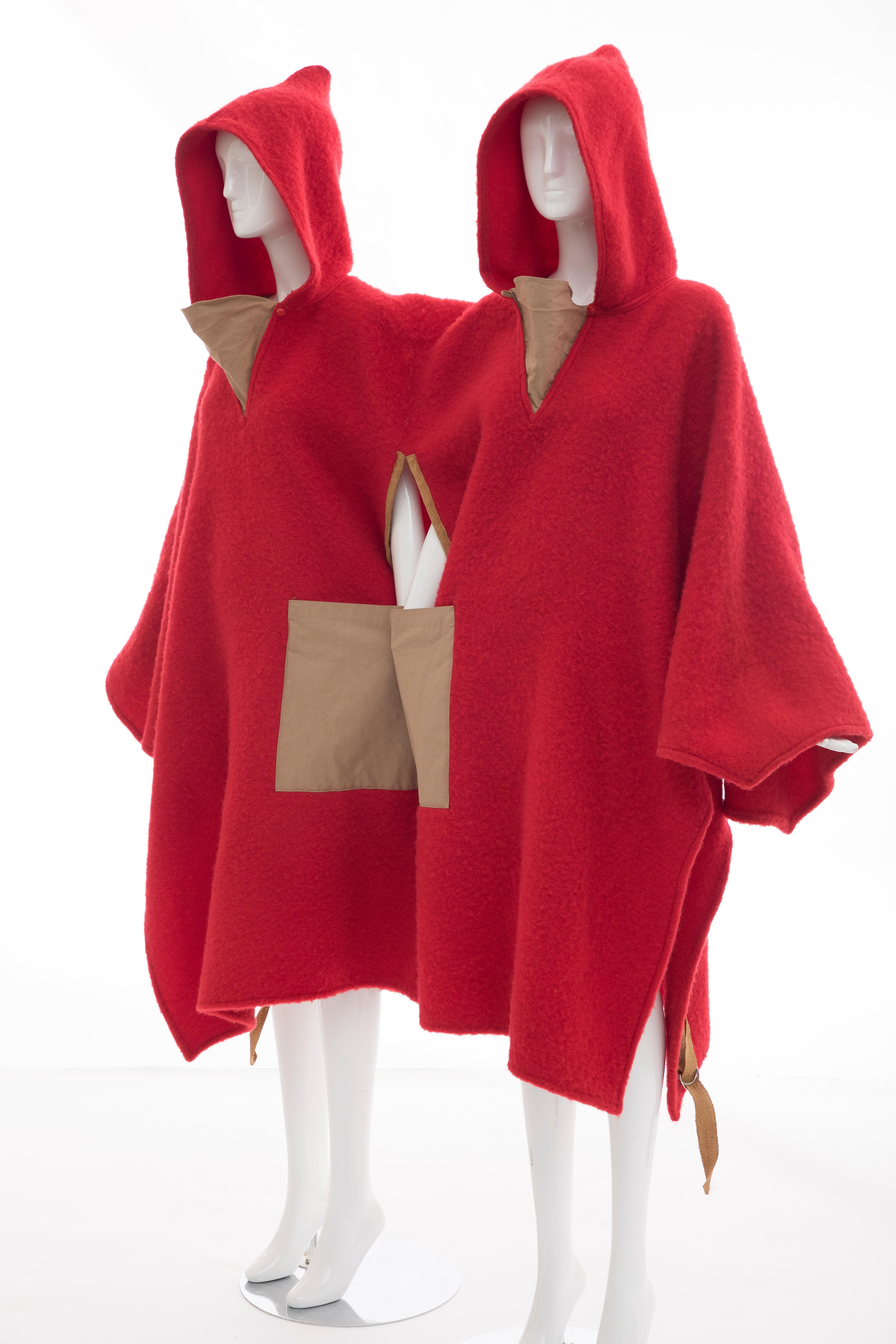 Jean Charles de Castelbajac Red Wool Two Person Poncho, Circa 1970s 8