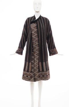 Dries Van Noten Runway Black Wool Embroidered Coat Silk Beaded Cuffs, Fall 2003