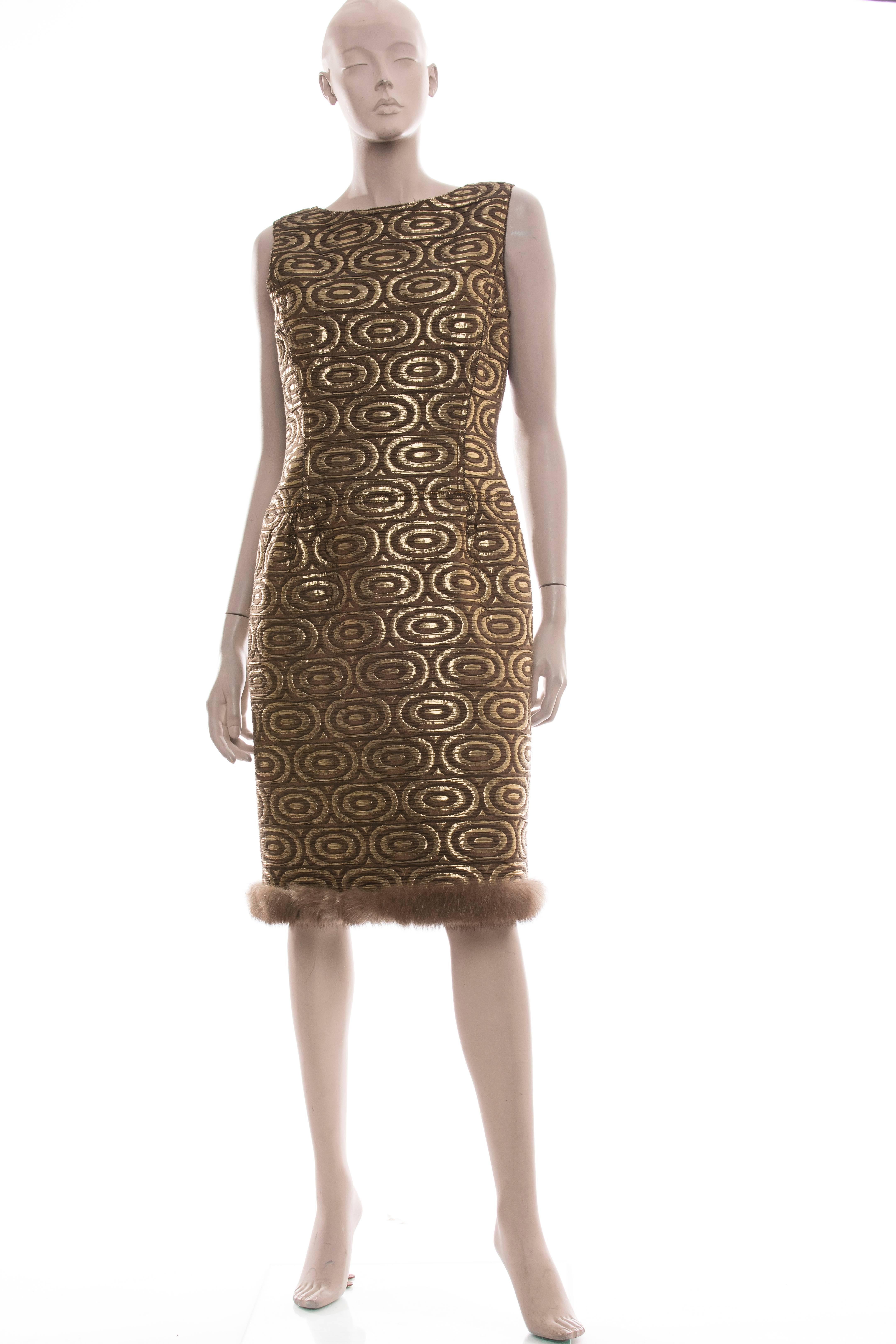 Oscar de la Renta, Fall 2007, sleeveless dress, back zip with Russian Sable trim and fully lined in silk.