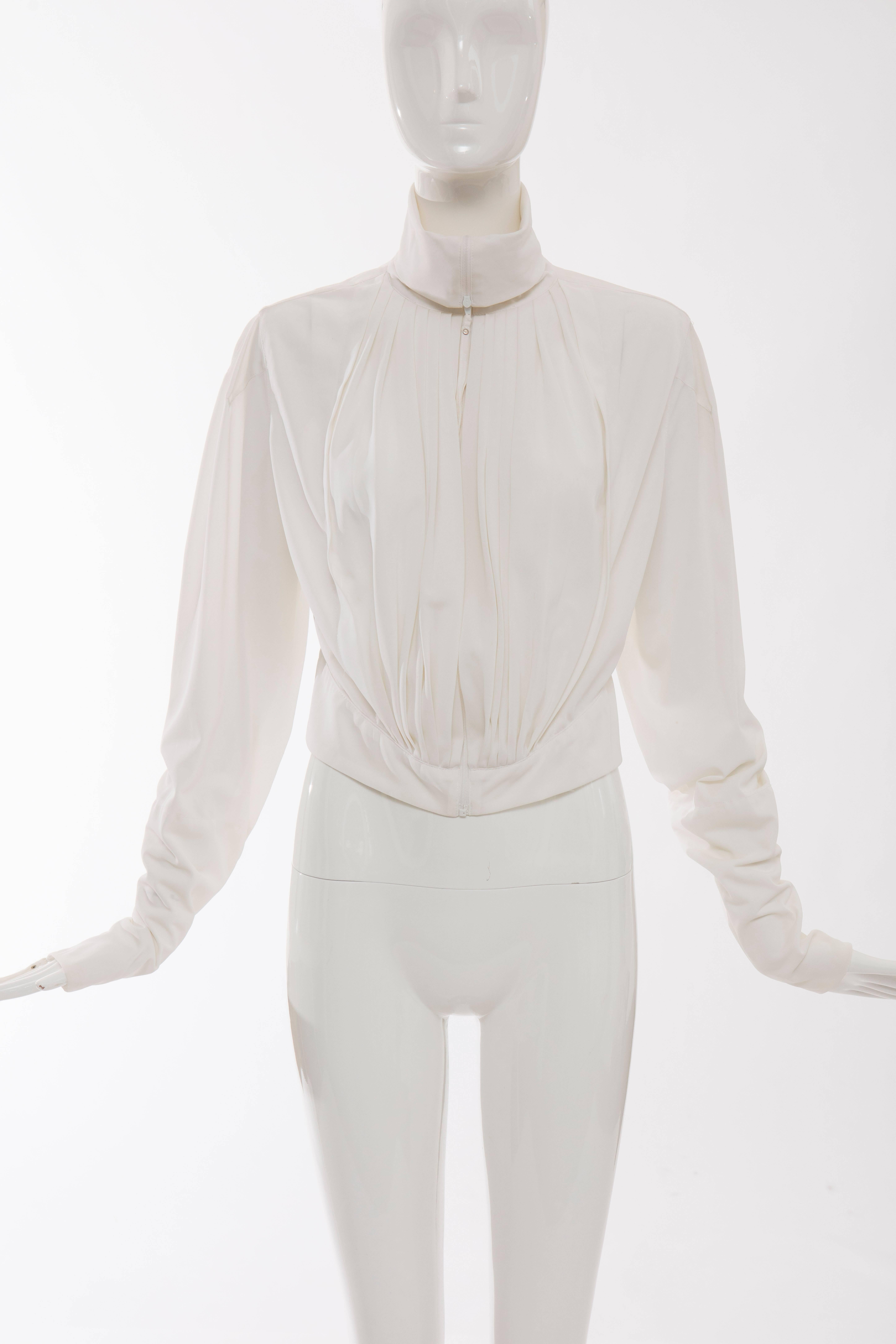 Gray Jean Paul Gaultier White Nylon Zip Front Jacket, Circa 1990s For Sale