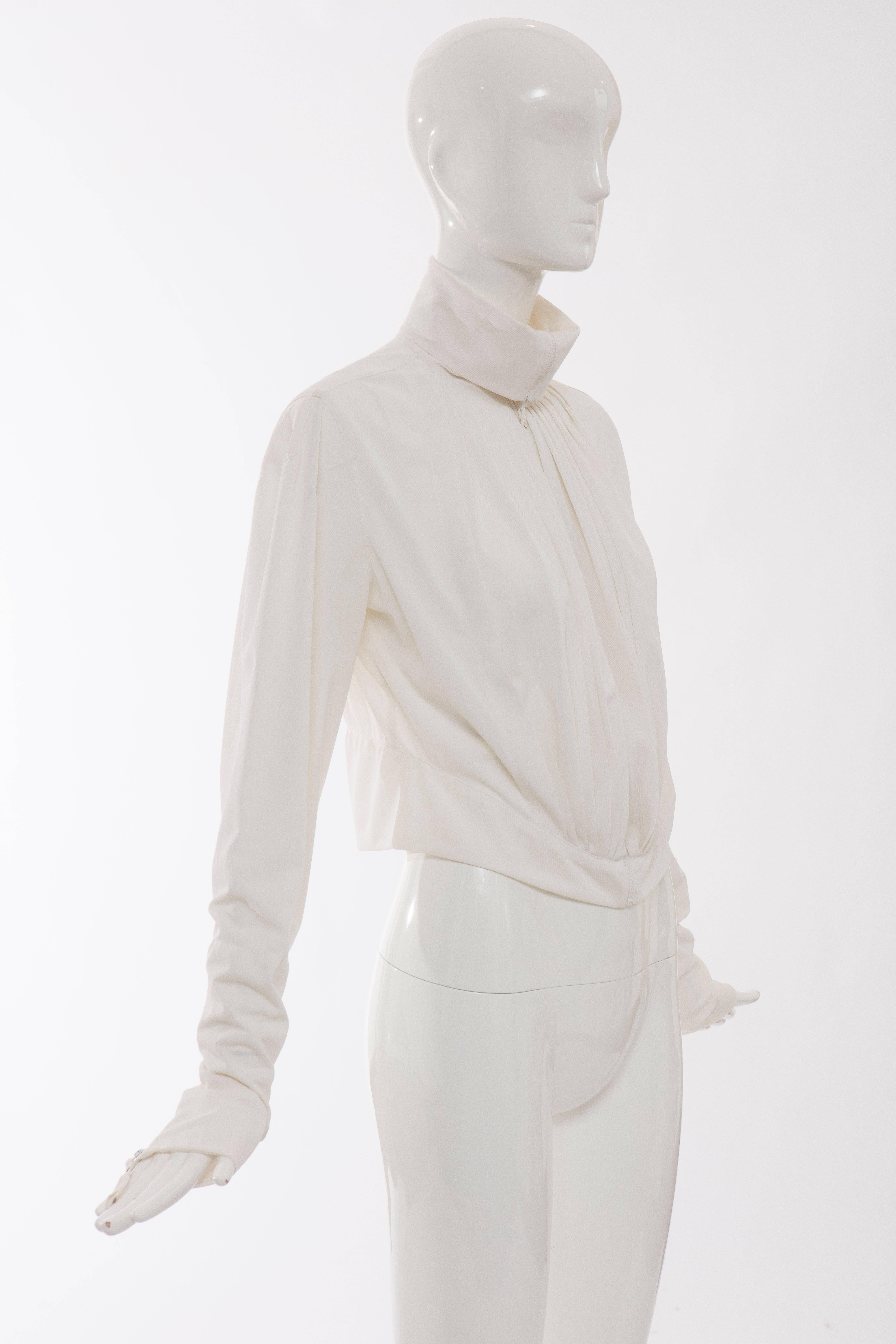 Women's Jean Paul Gaultier White Nylon Zip Front Jacket, Circa 1990s For Sale