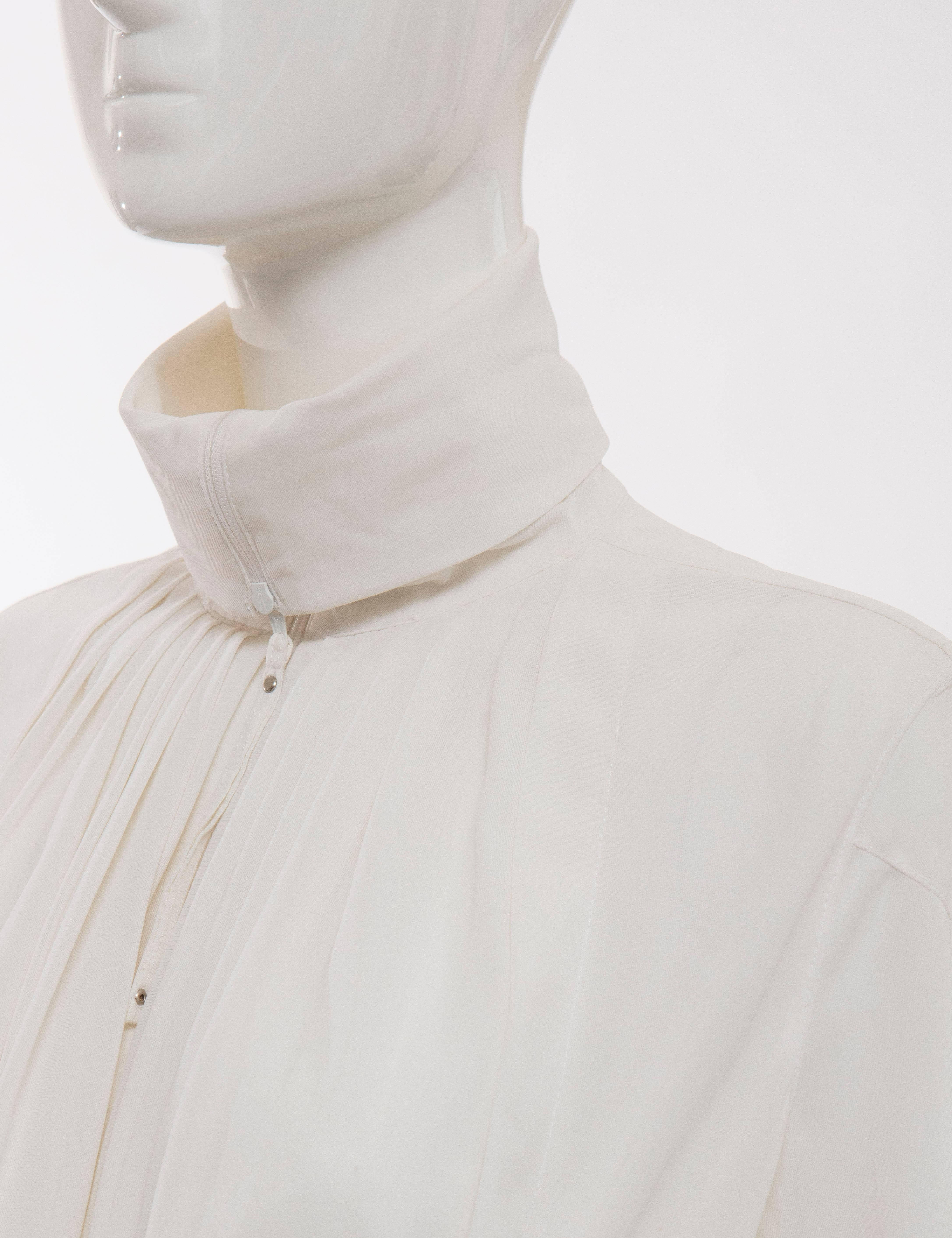 Jean Paul Gaultier White Nylon Zip Front Jacket, Circa 1990s For Sale 1