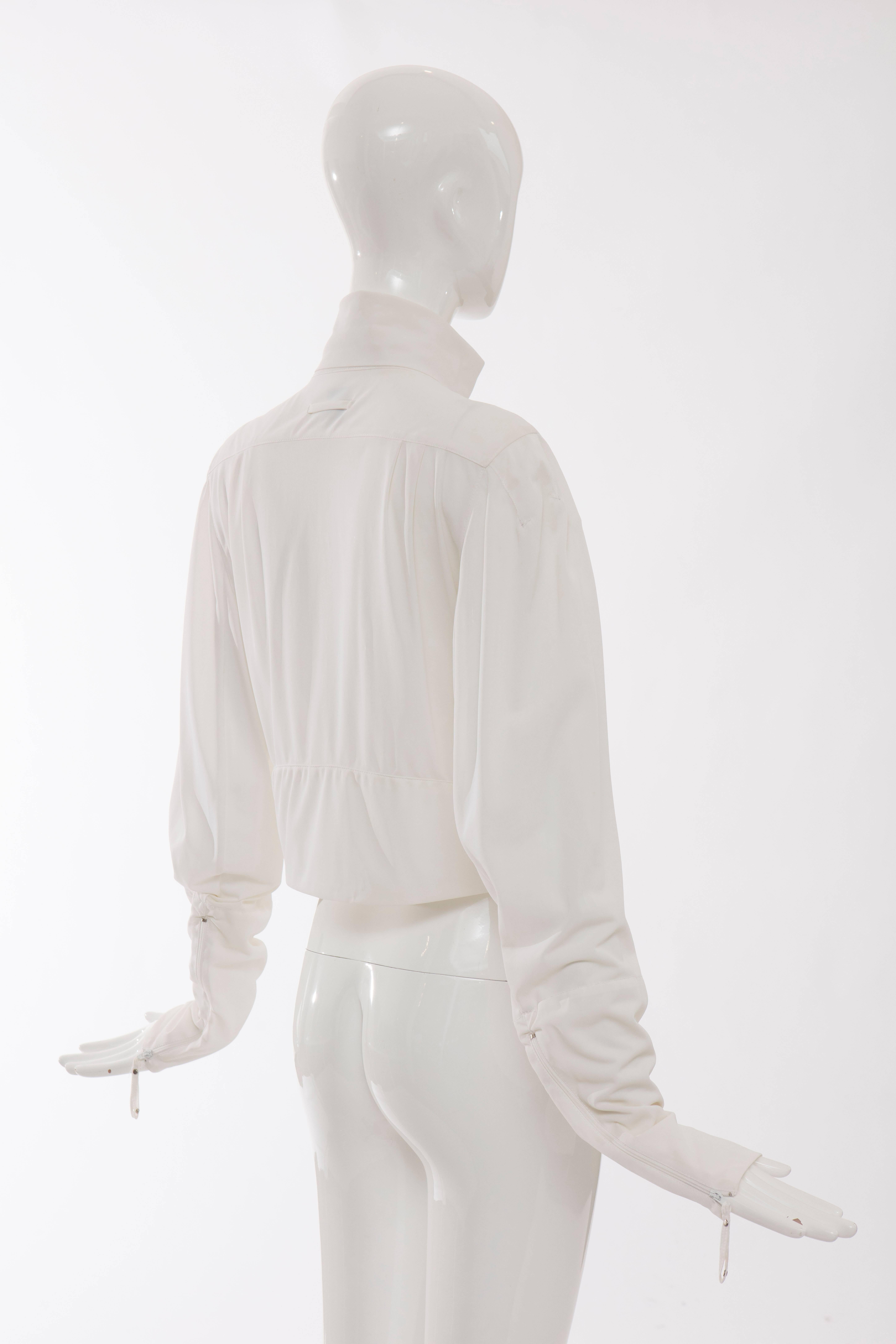 Jean Paul Gaultier White Nylon Zip Front Jacket, Circa 1990s For Sale 2