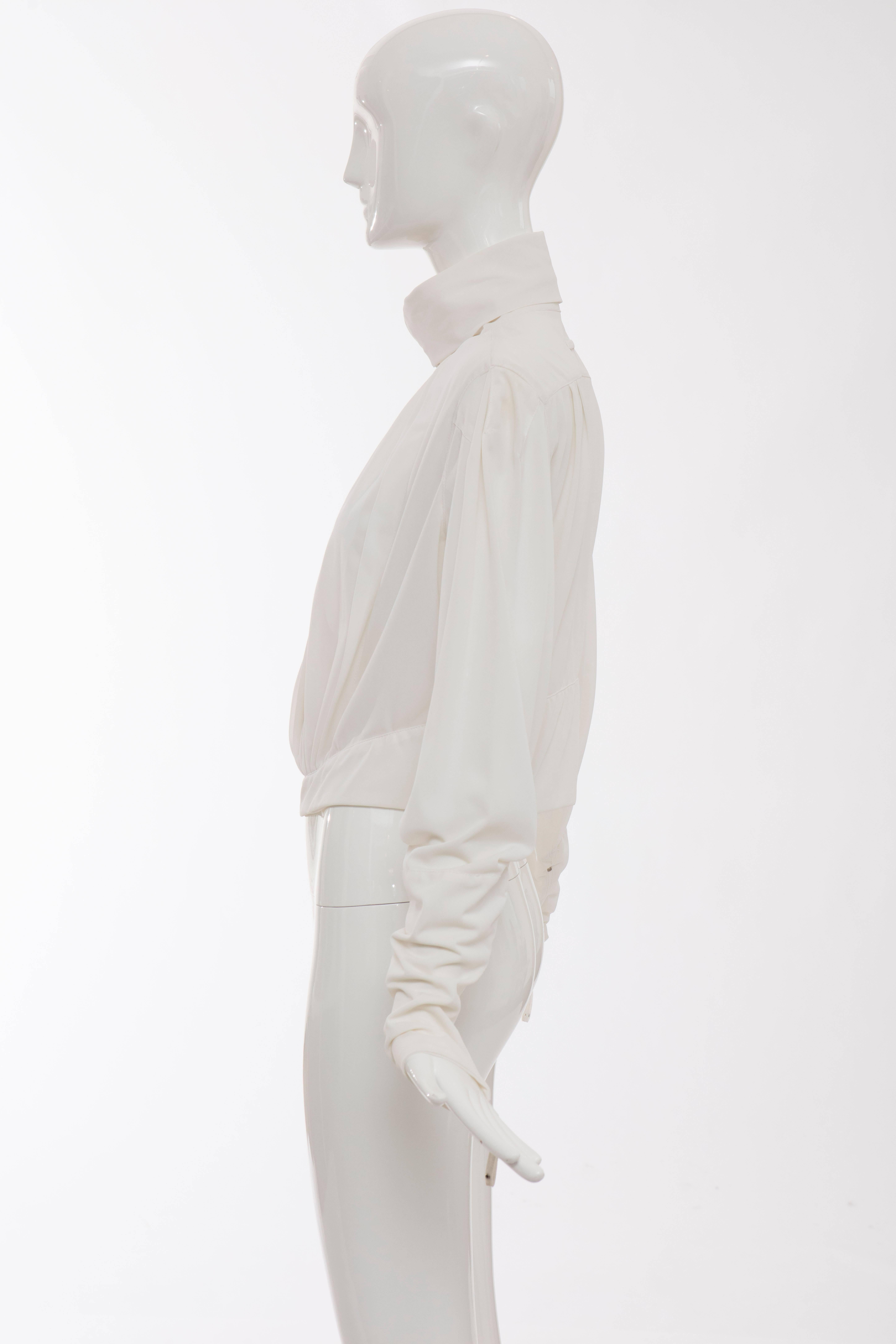 Jean Paul Gaultier White Nylon Zip Front Jacket, Circa 1990s For Sale 3
