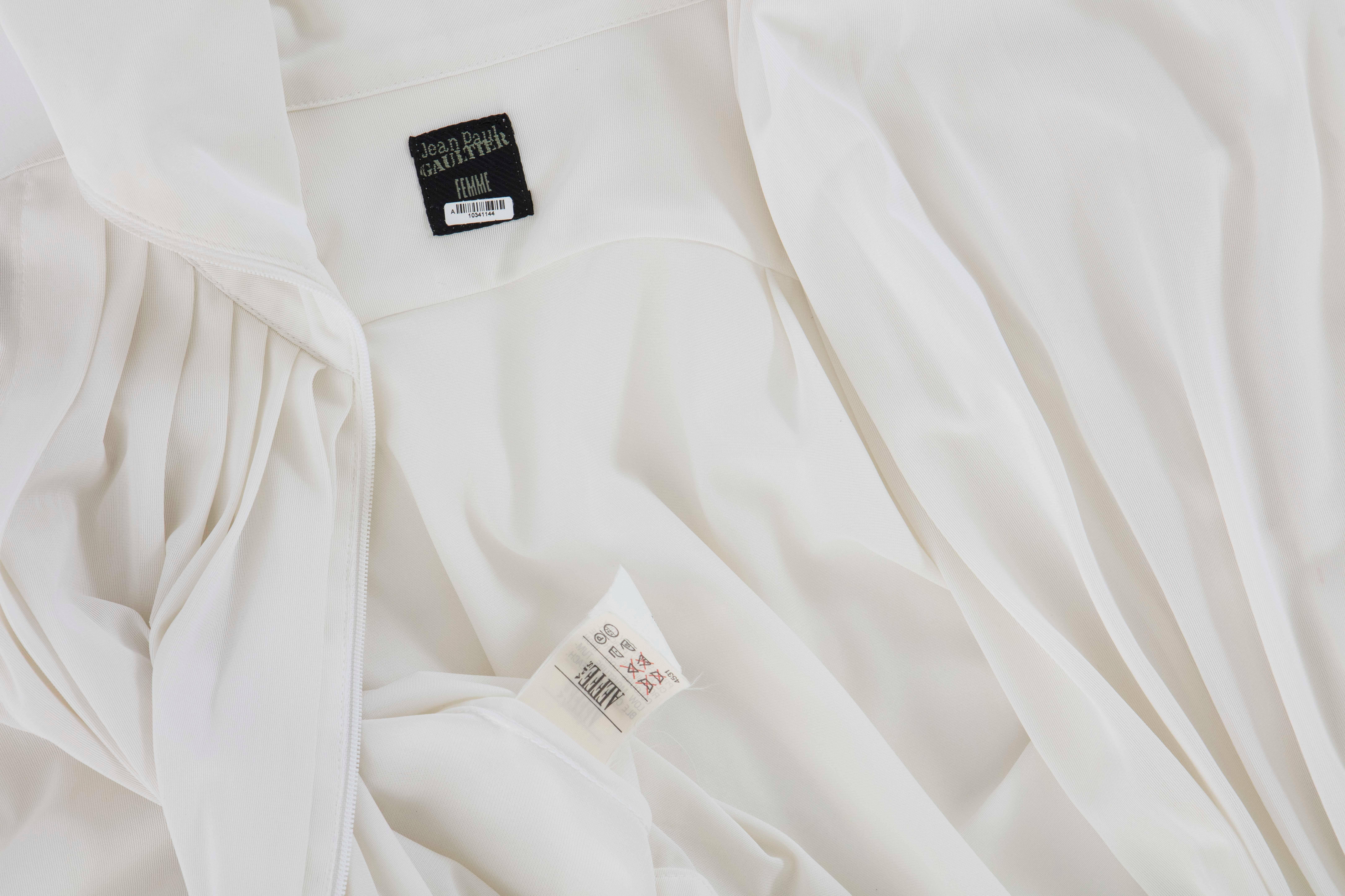 Jean Paul Gaultier White Nylon Zip Front Jacket, Circa 1990s For Sale 5
