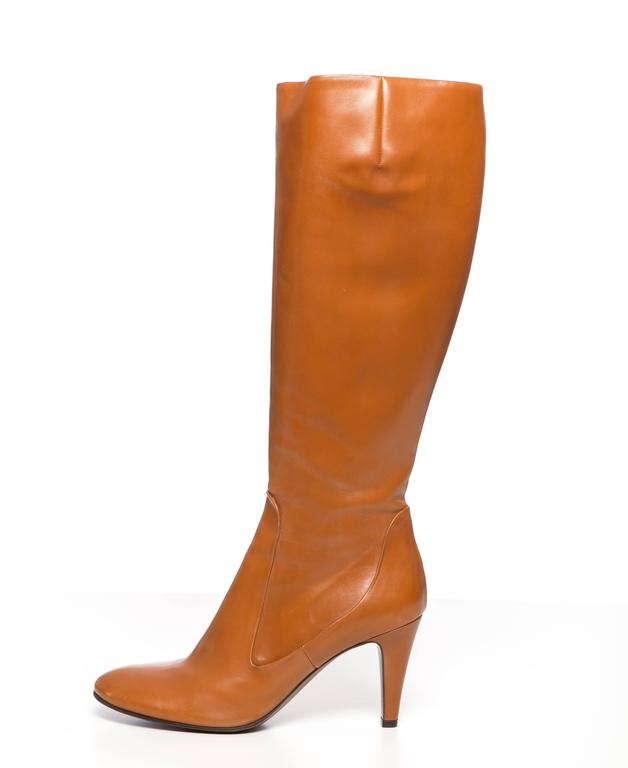 cognac leather boots