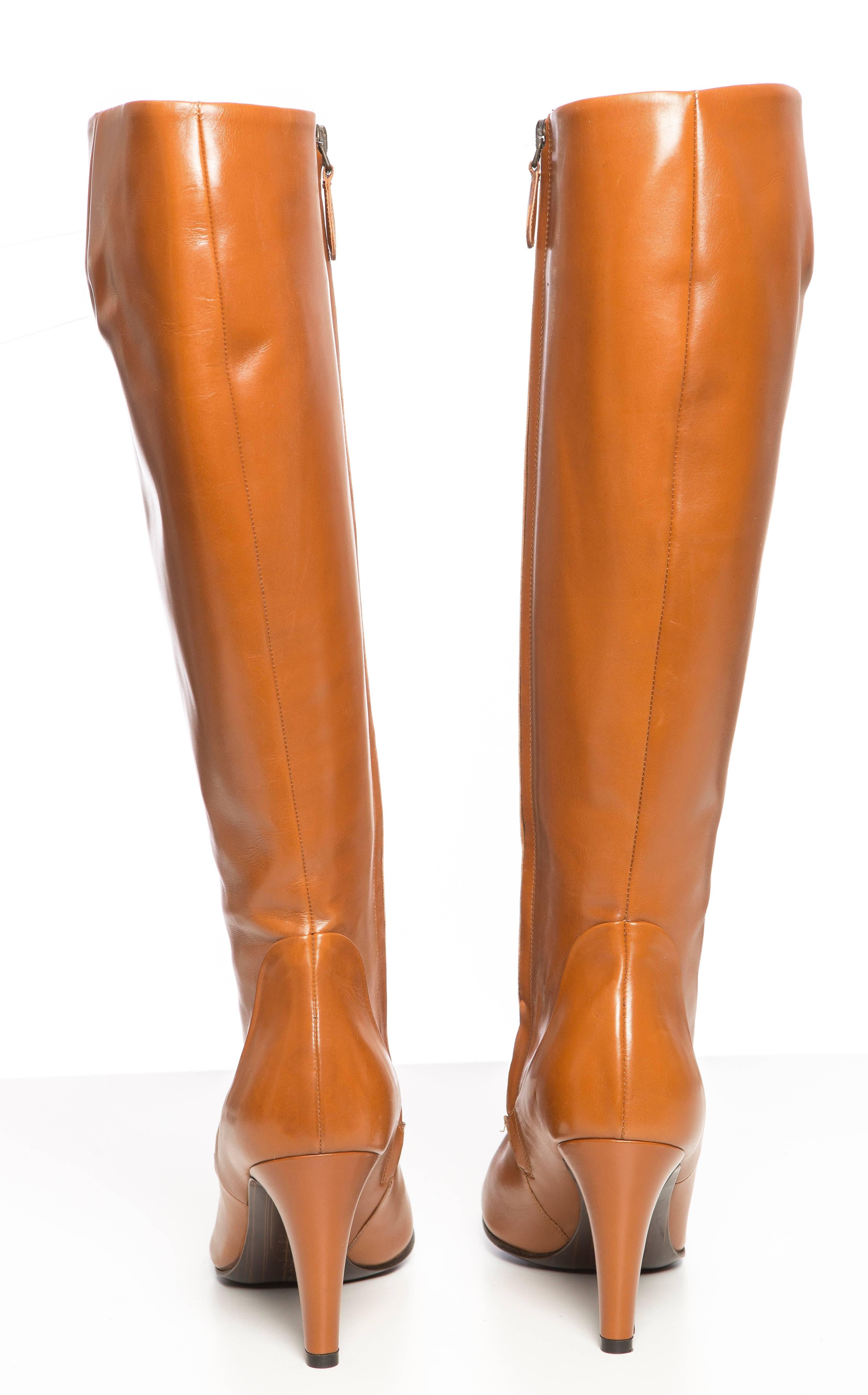 cognac leather booties