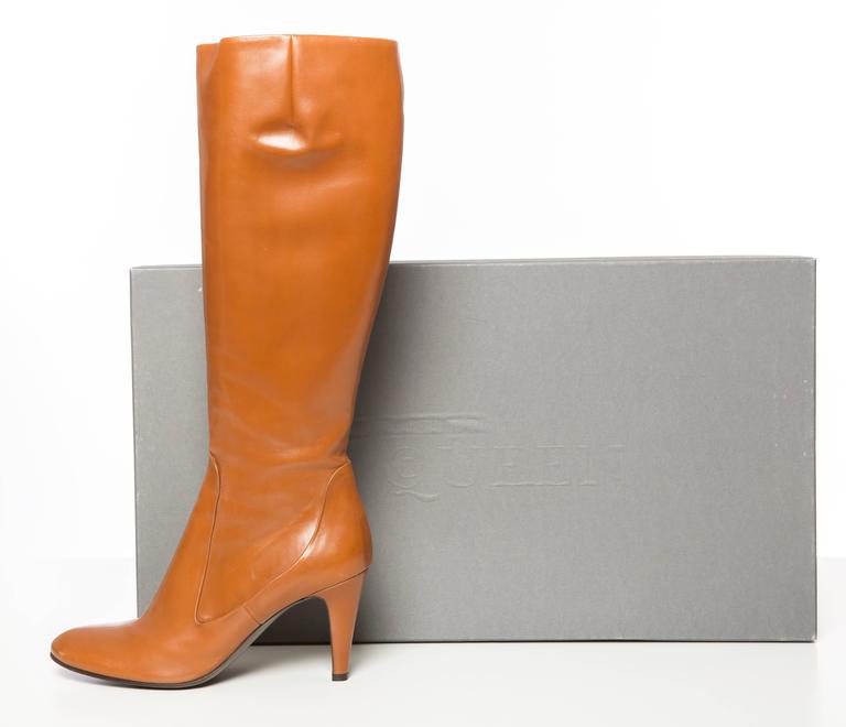Alexander McQueen Cognac Leather Boots For Sale at 1stdibs