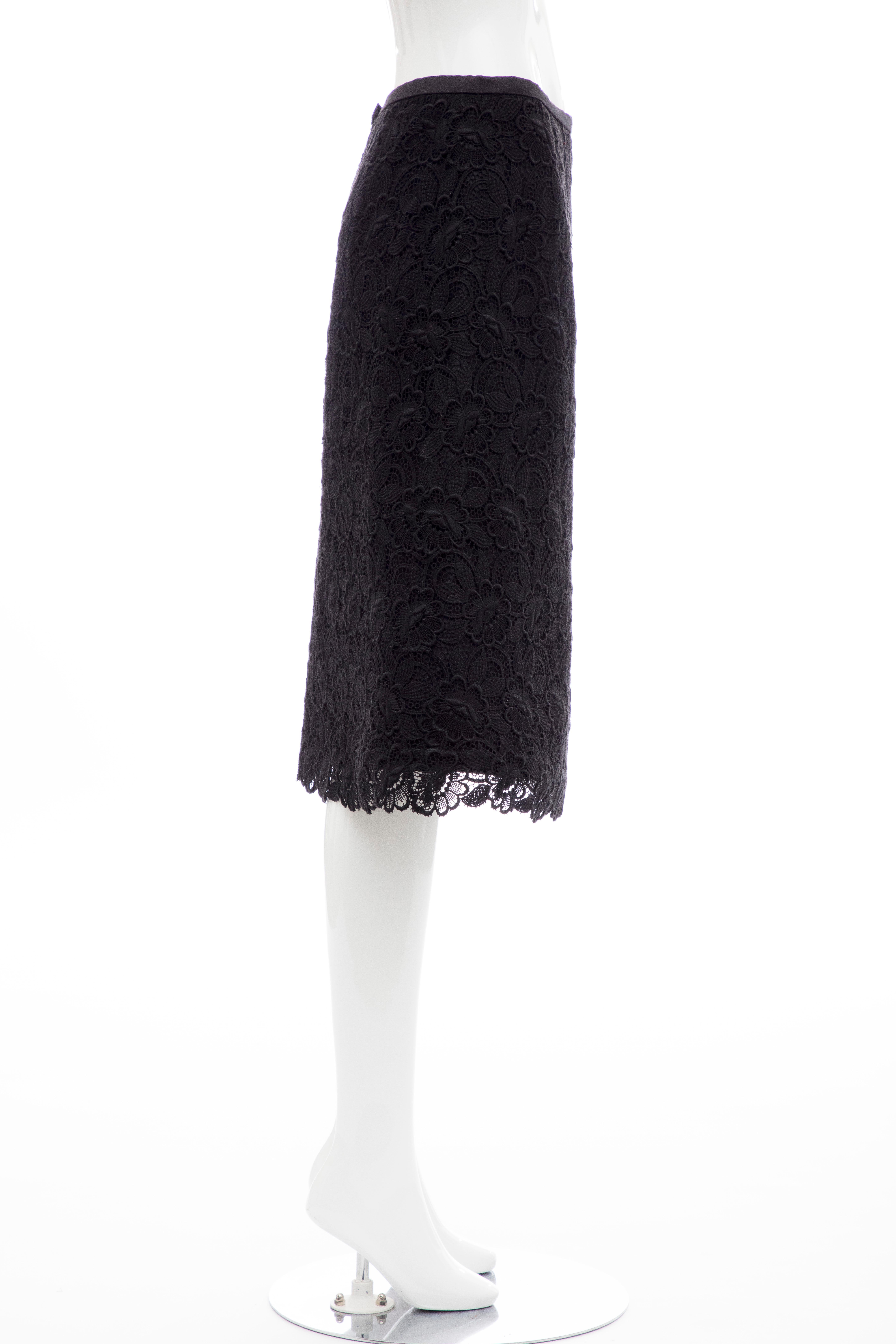 Alexander McQueen Black Silk Cotton Guipure Lace Evening Skirt, Fall 2006 For Sale 4