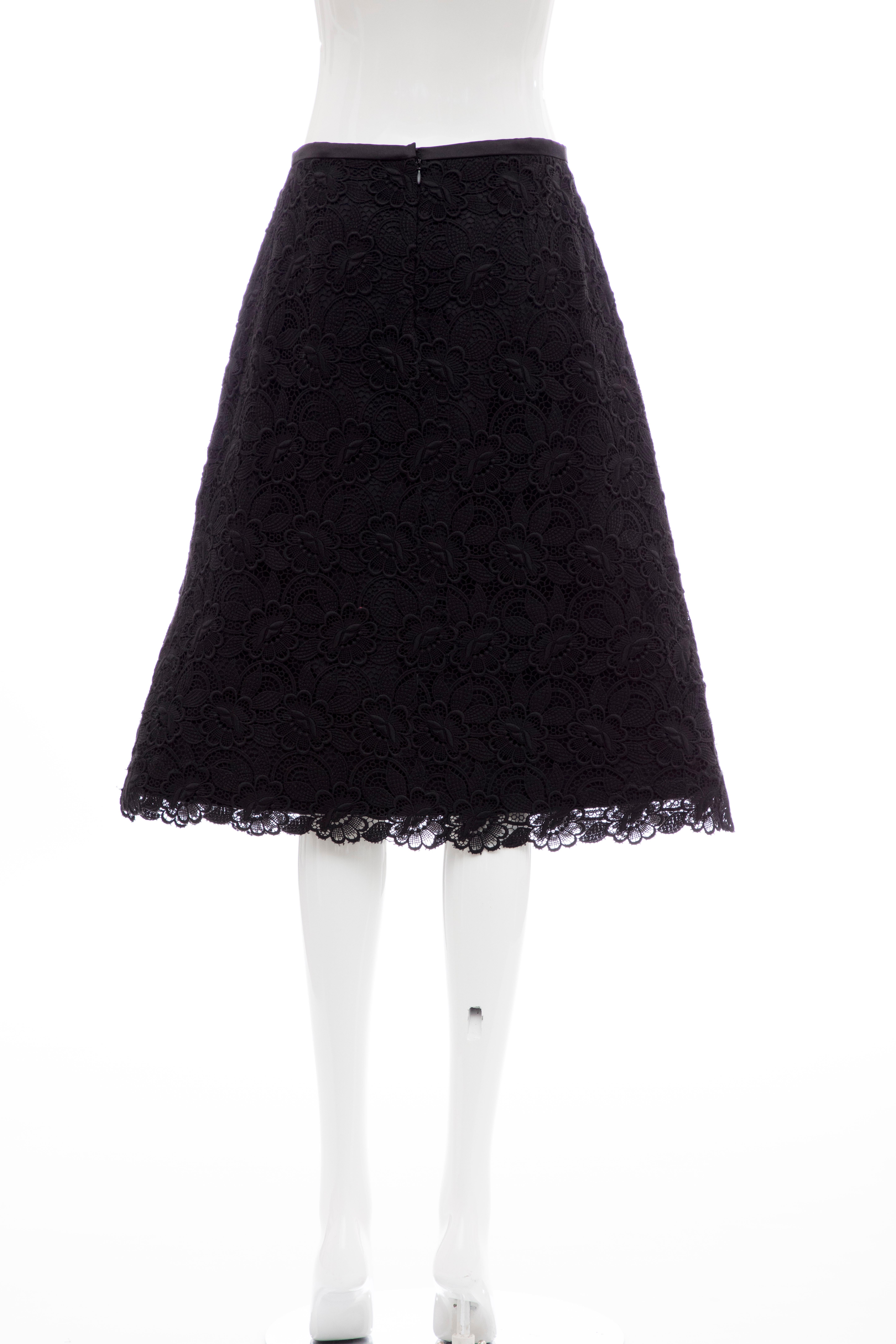 Alexander McQueen Black Silk Cotton Guipure Lace Evening Skirt, Fall 2006 For Sale 6