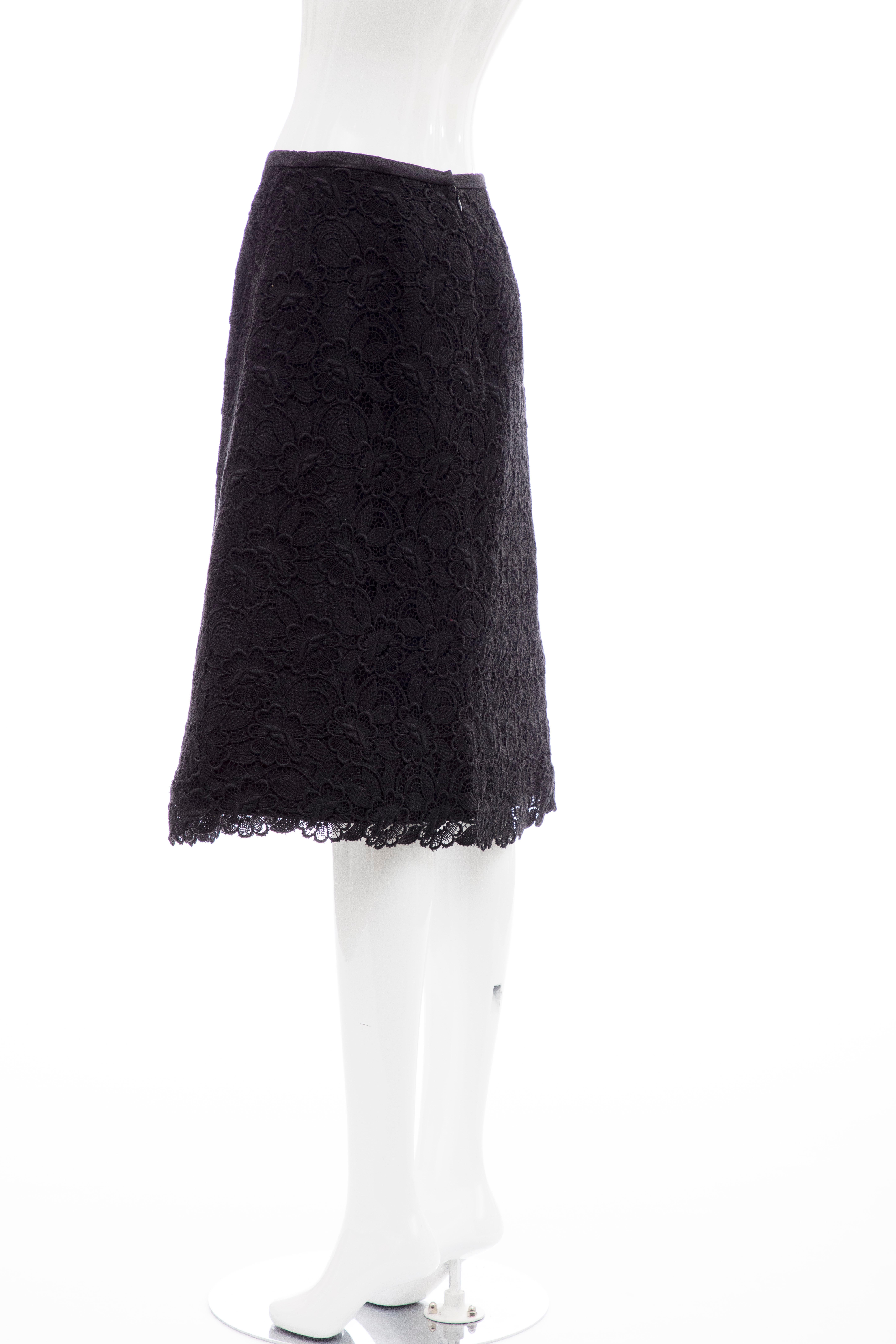 Alexander McQueen Black Silk Cotton Guipure Lace Evening Skirt, Fall 2006 For Sale 7