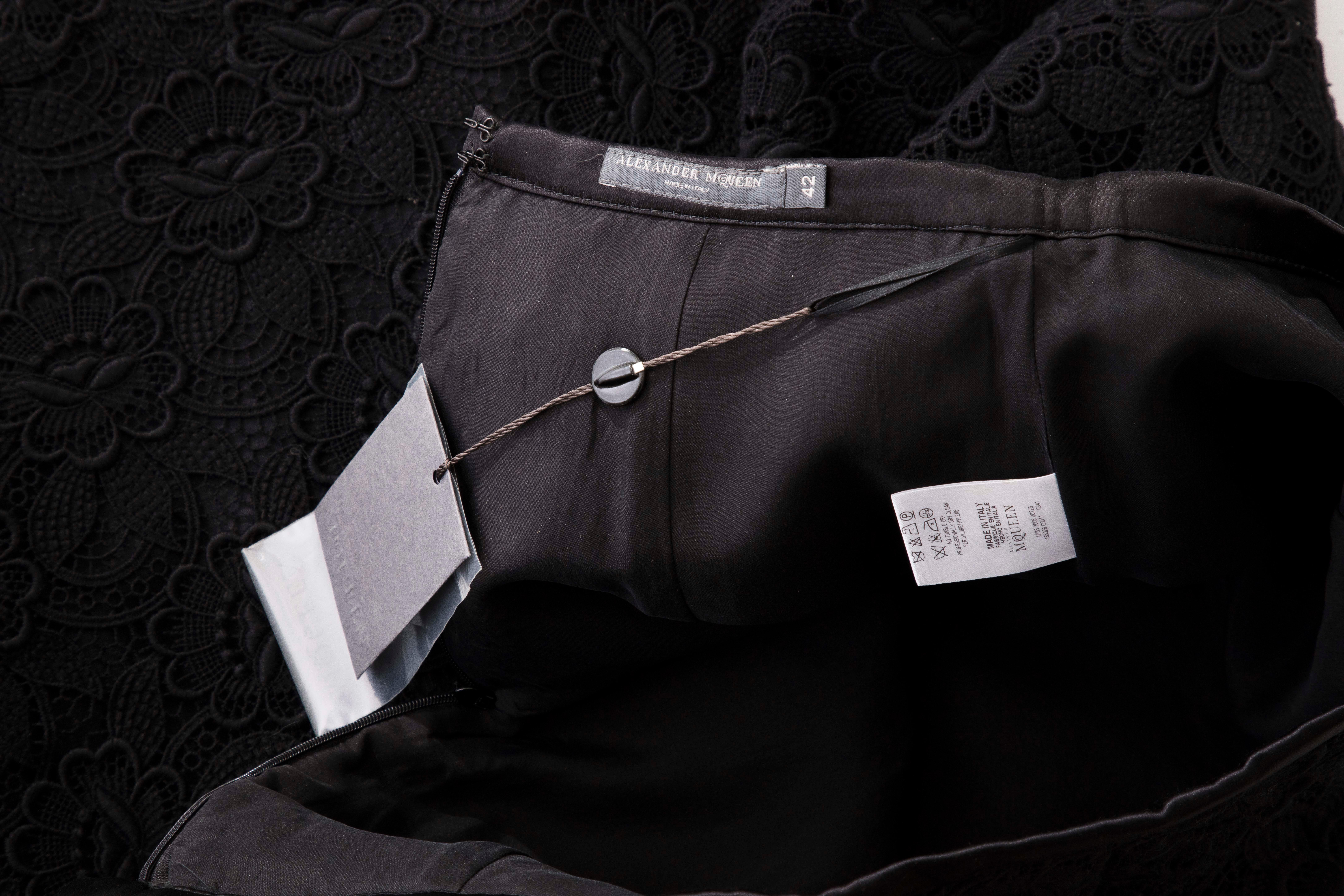 Alexander McQueen Black Silk Cotton Guipure Lace Evening Skirt, Fall 2006 For Sale 10