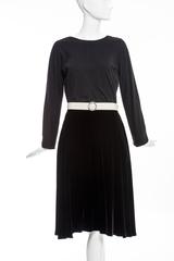 Lanvin Black Wool Jersey Silk Velvet Evening Dress,  Fall 2006