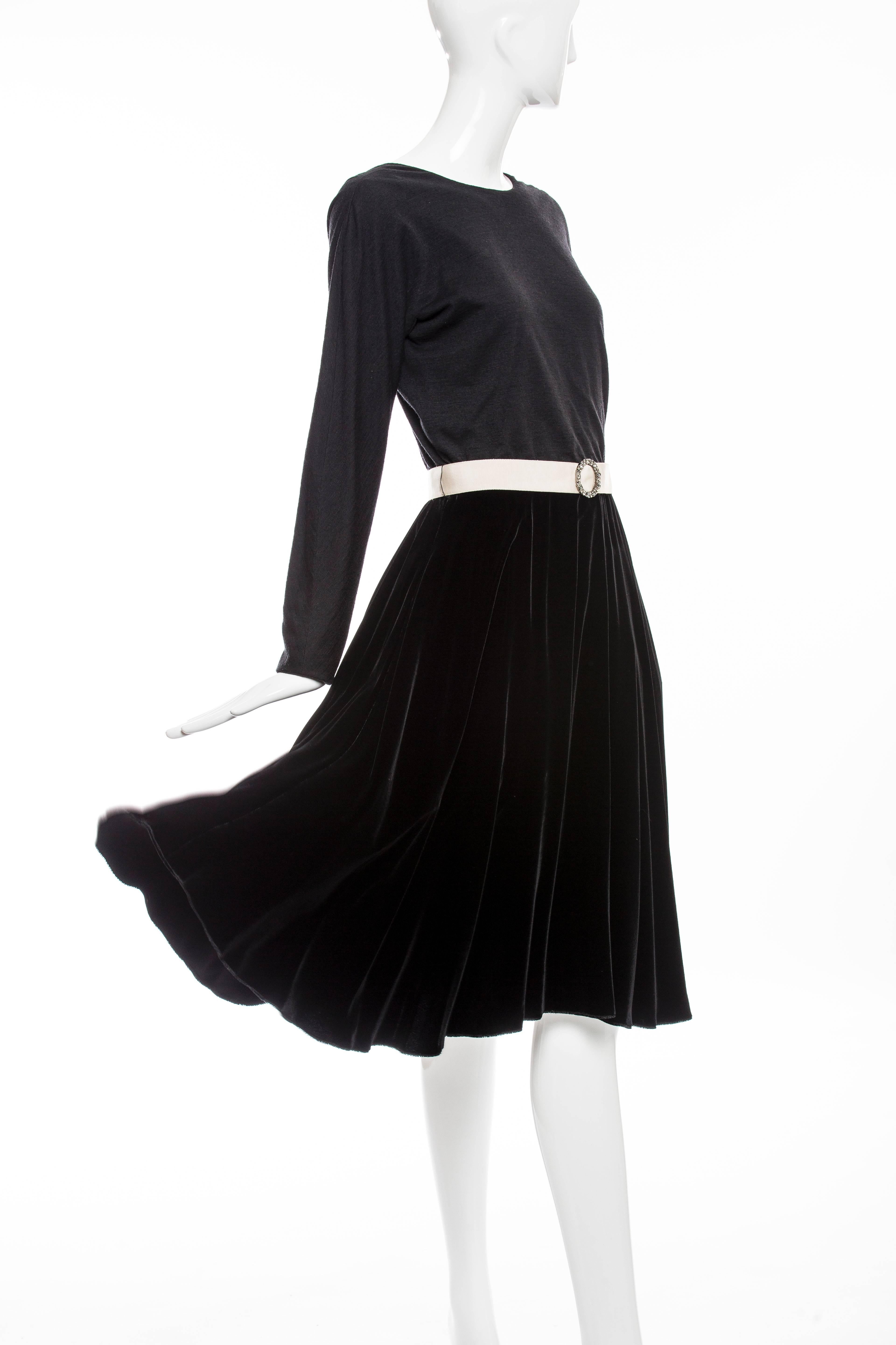 Lanvin Black Wool Jersey Silk Velvet Evening Dress,  Fall 2006 For Sale 3