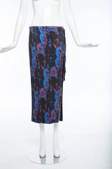 Issey Miyake Navy Blue Printed Silk Pleated Skirt,  Spring 2007