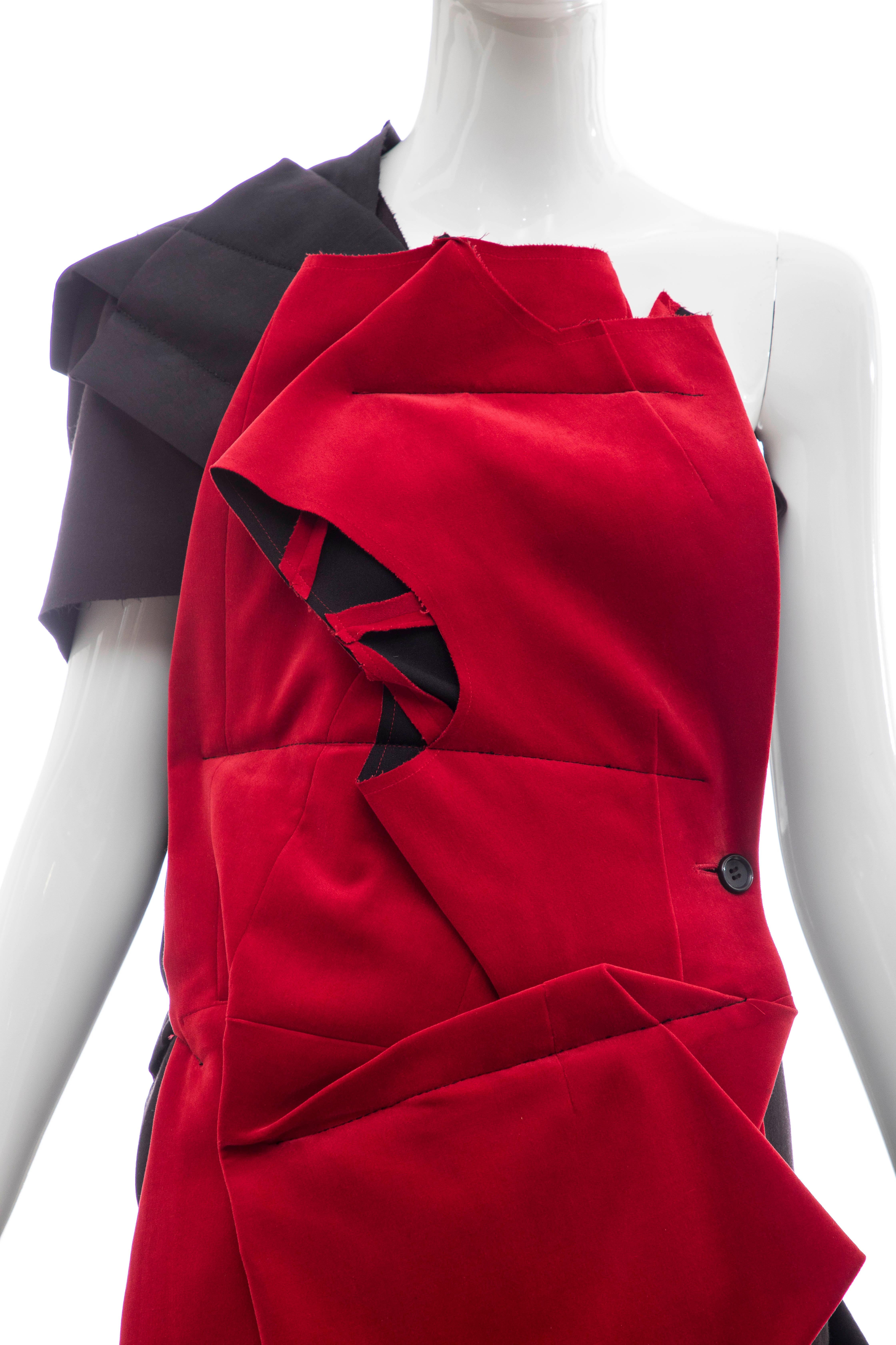 Comme Des Garcons Runway Black Cotton Linen Wool Red Velvet Jacket, Spring 2013 In Excellent Condition In Cincinnati, OH