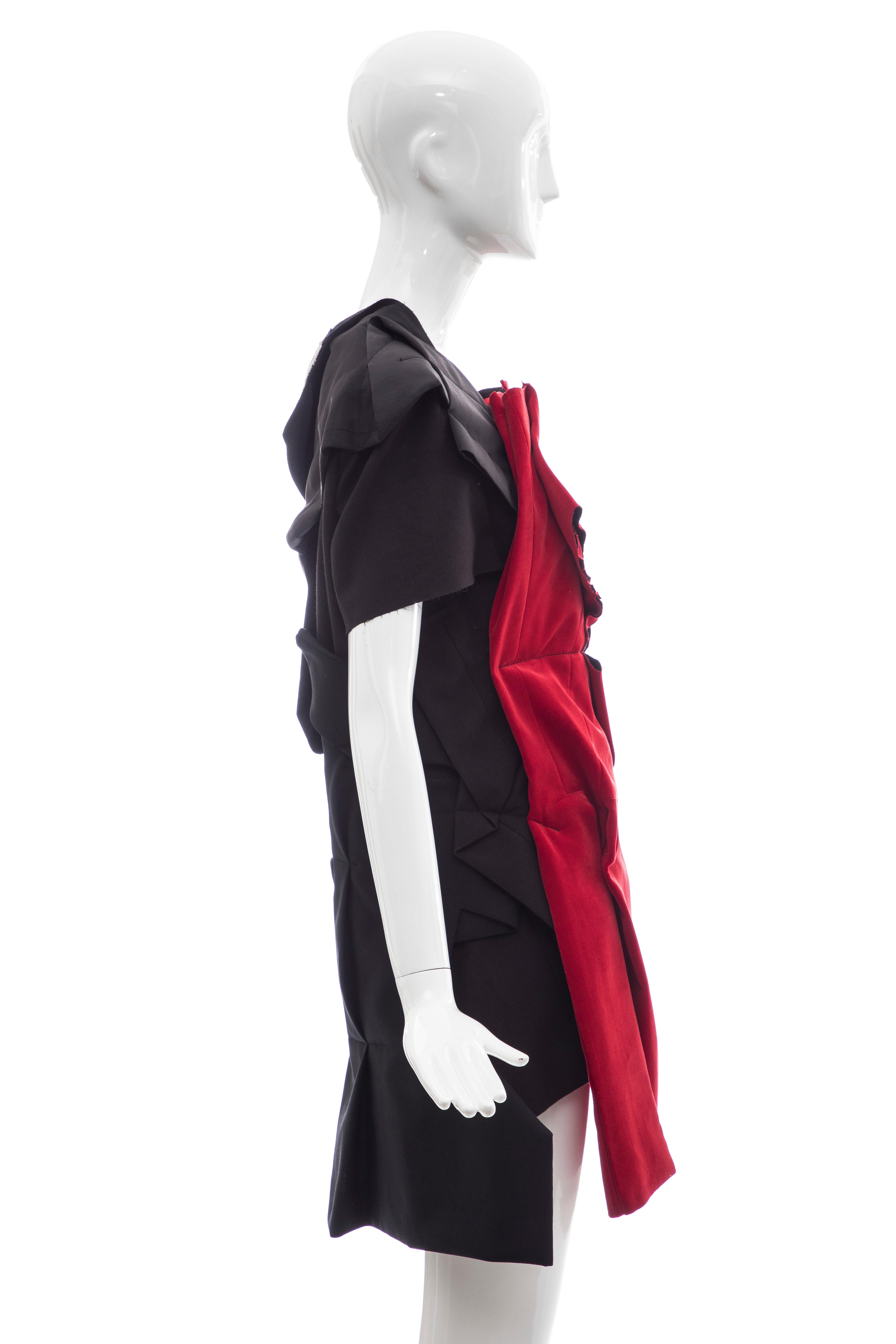 Comme Des Garcons Runway Black Cotton Linen Wool Red Velvet Jacket, Spring 2013 1