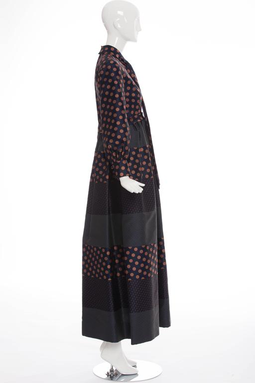 Geoffrey Beene Silk Navy Blue Polkadot Dress, Circa 1970's at 1stdibs
