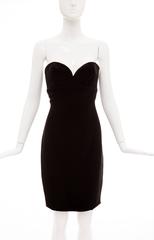 Vicky Tiel Couture Black Silk Strapless Dress, Circa 1980's