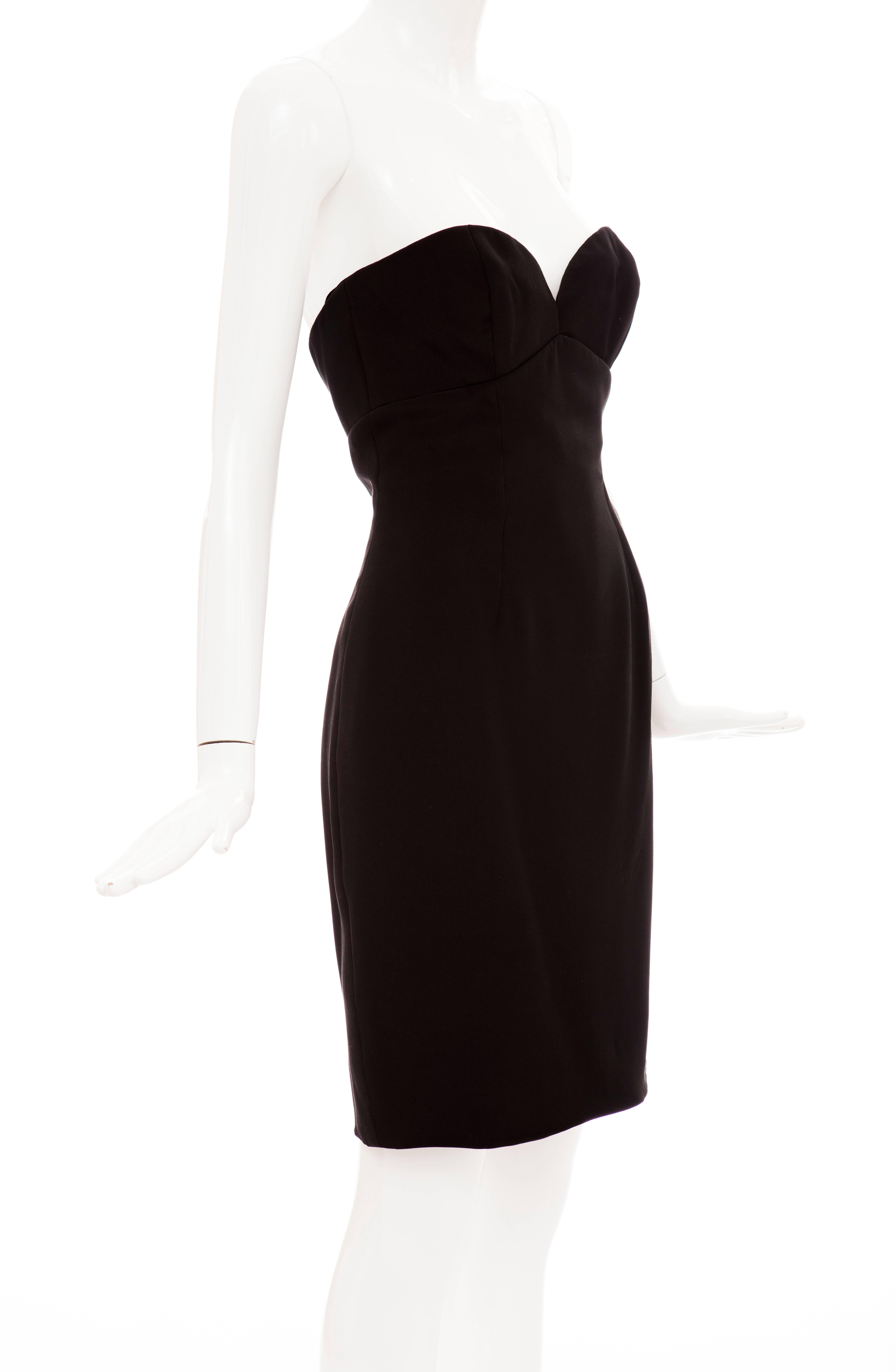 Vicky Tiel Couture Black Silk Strapless Dress, Circa 1980's For Sale 1