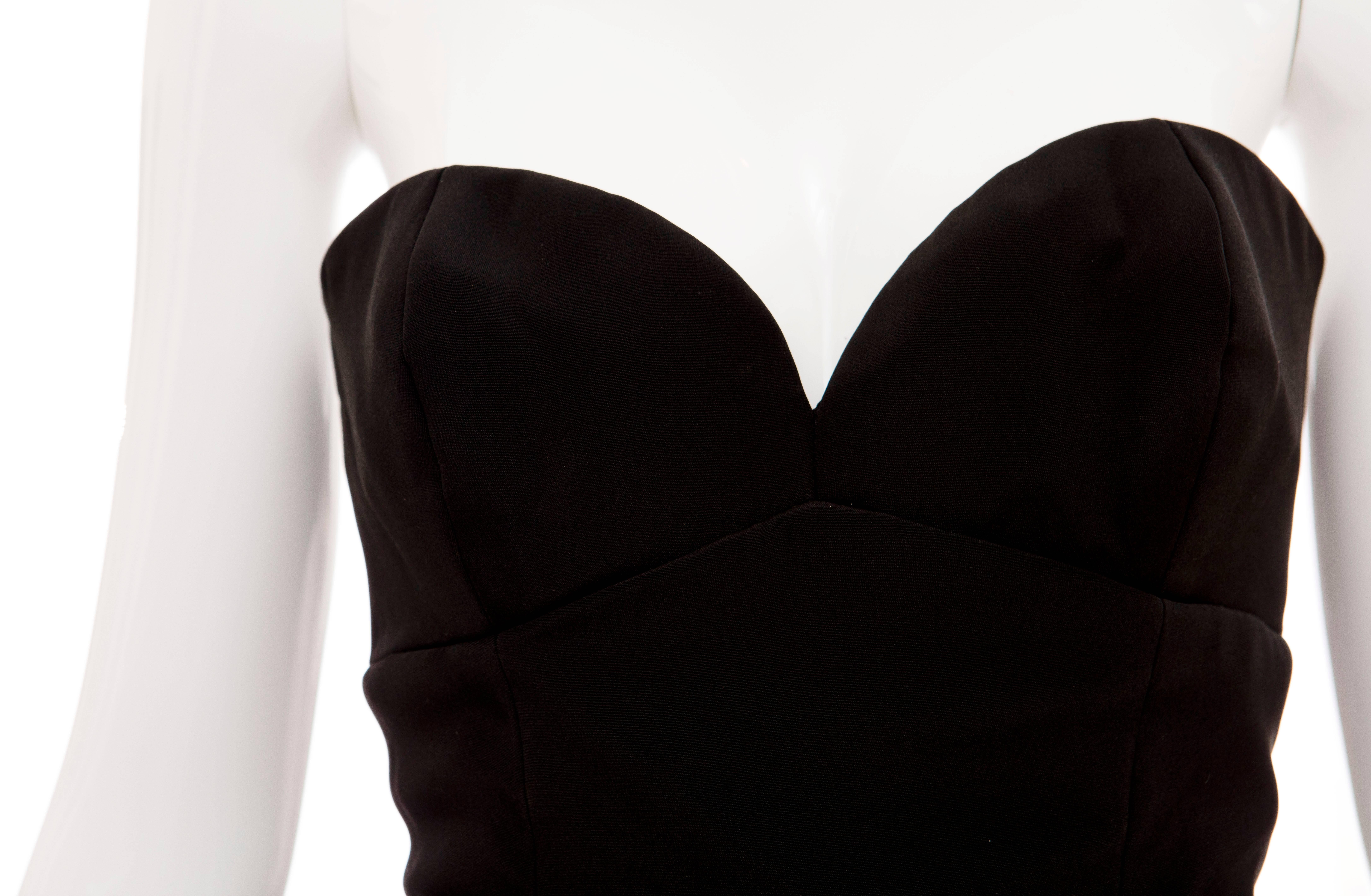 Vicky Tiel Couture Black Silk Strapless Dress, Circa 1980's For Sale 2