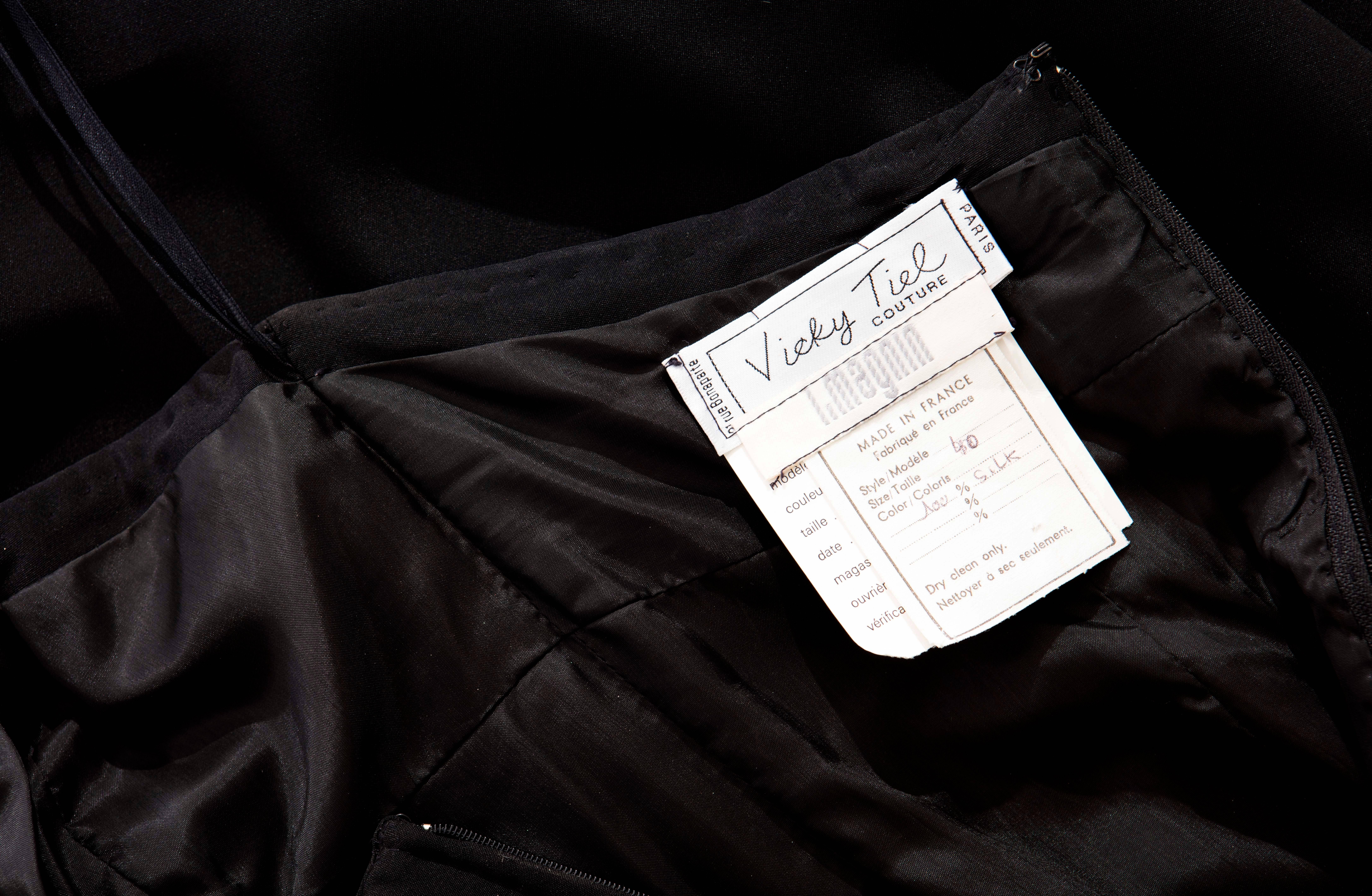 Vicky Tiel Couture Black Silk Strapless Dress, Circa 1980's For Sale 4