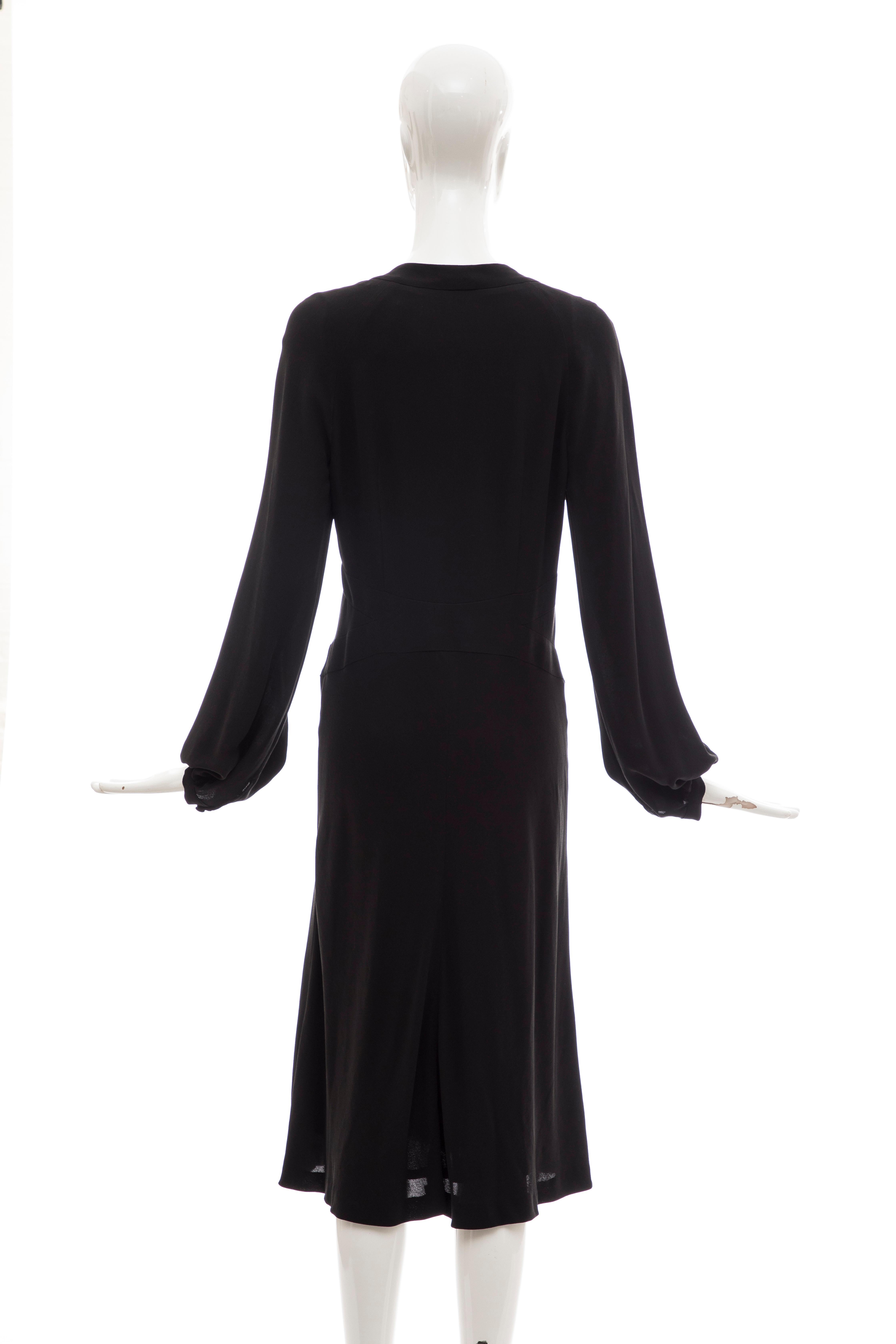 Alexander McQueen Black Silk Button Front Long Sleeve Dress, Spring 2007  For Sale 3