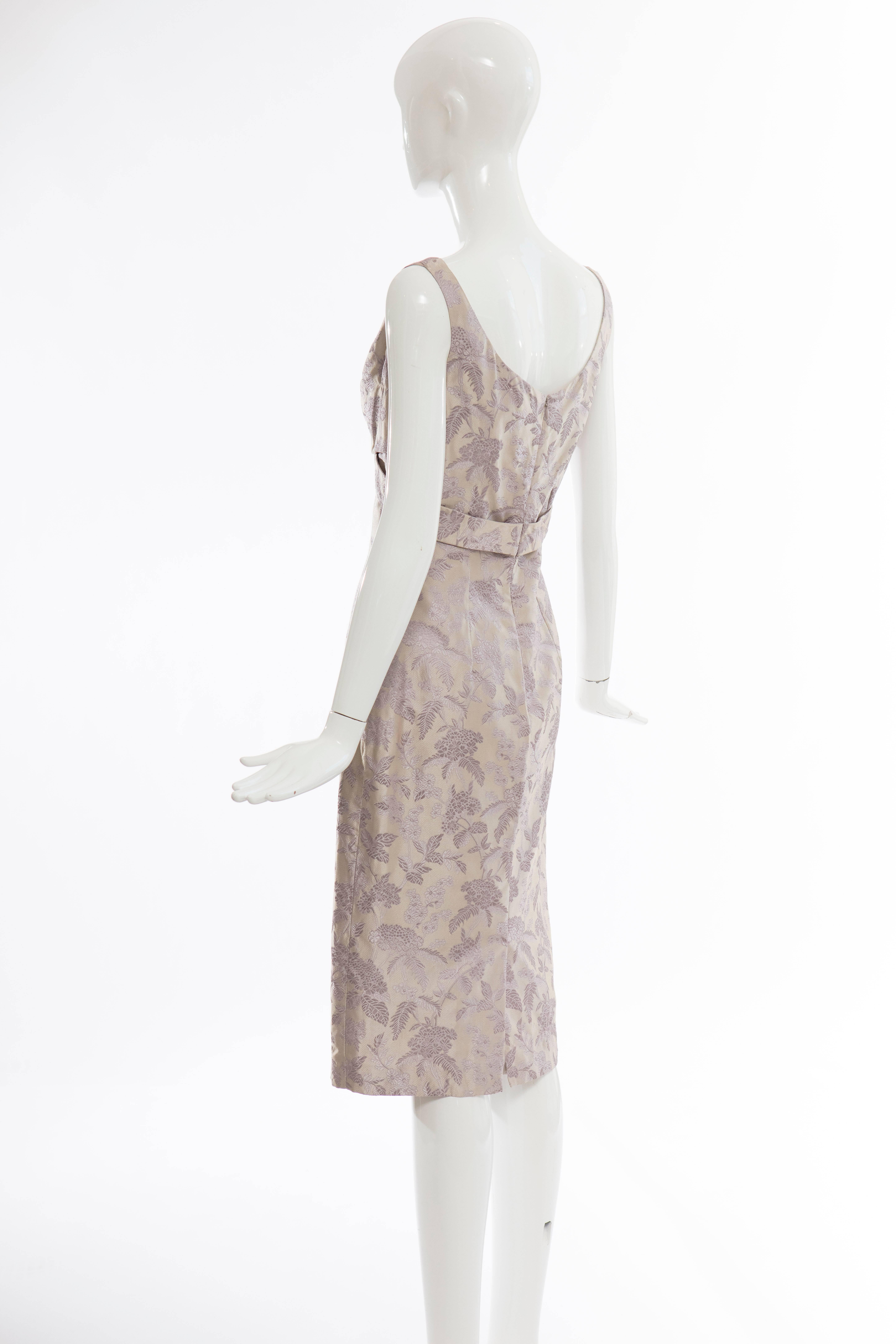 Women's Alexander Mcqueen Sleeveless Lavender Floral Silk Jacquard Dress, Spring 2006 For Sale