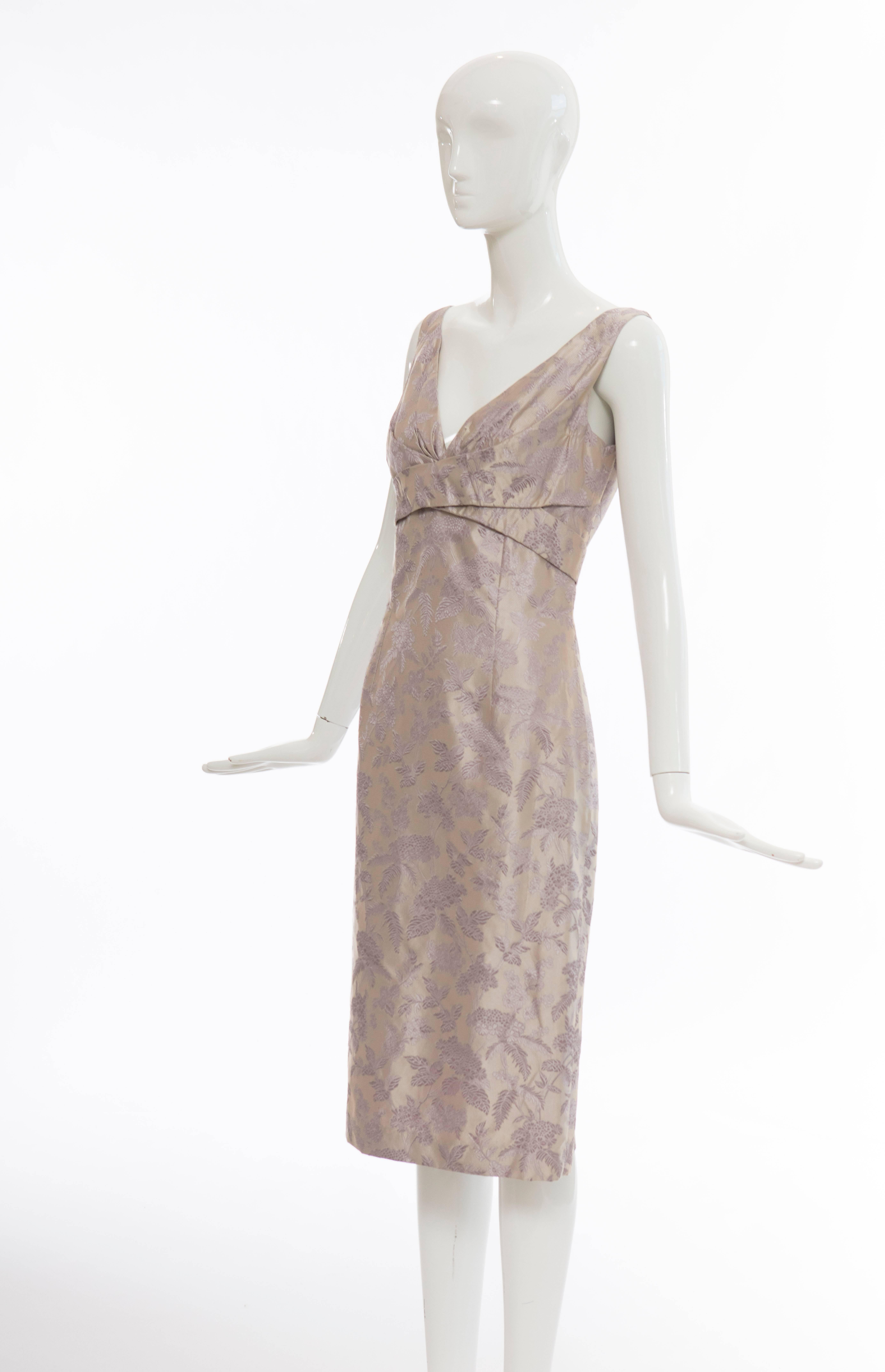 Alexander Mcqueen Sleeveless Lavender Floral Silk Jacquard Dress, Spring 2006 For Sale 1
