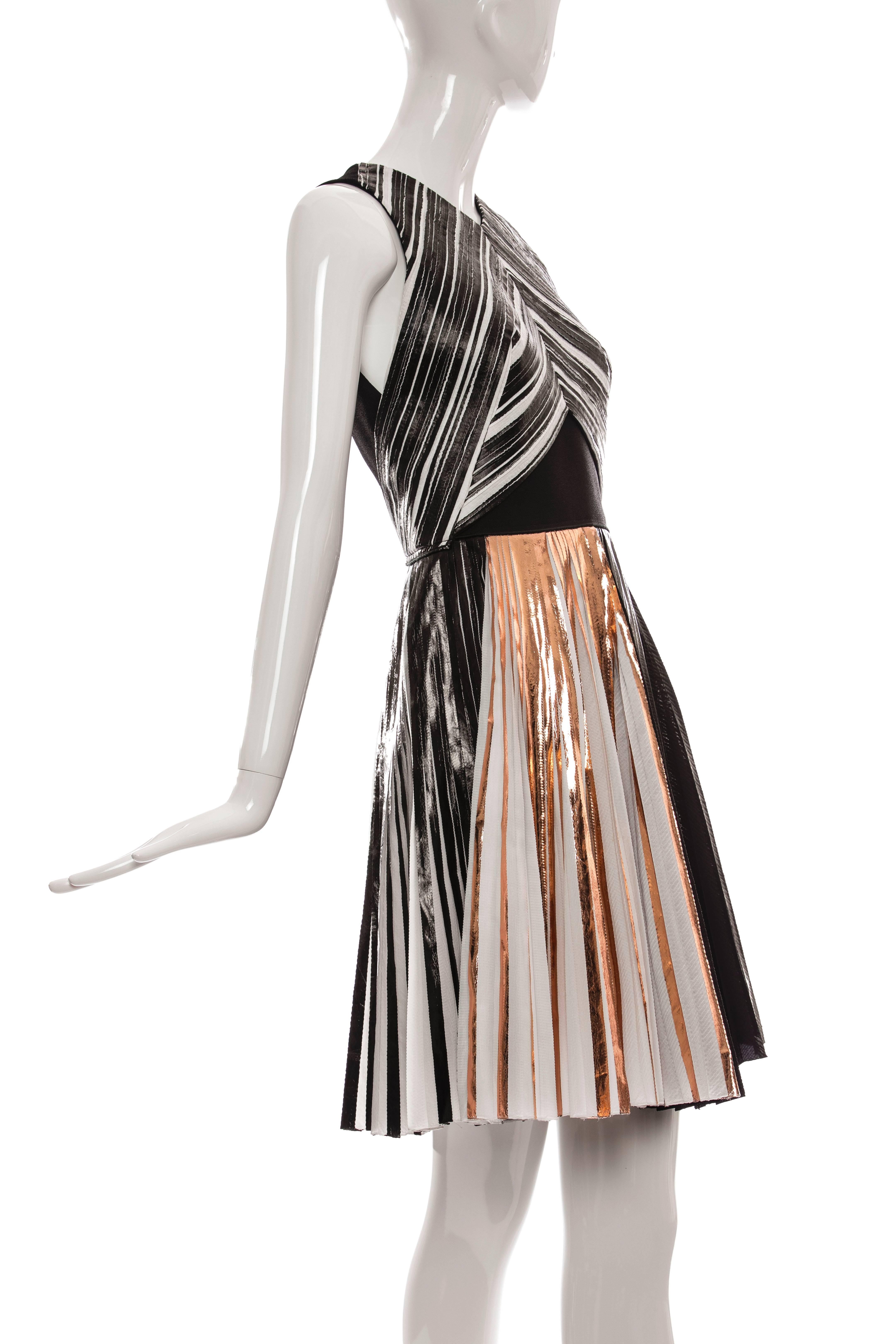 proenza schouler metallic stripe sleeveless mini dress button accents
