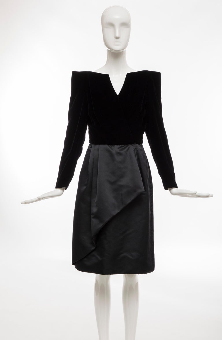 Scaasi Boutique Black Silk Velvet Silk Satin Evening Dress, Circa: 1980 ...