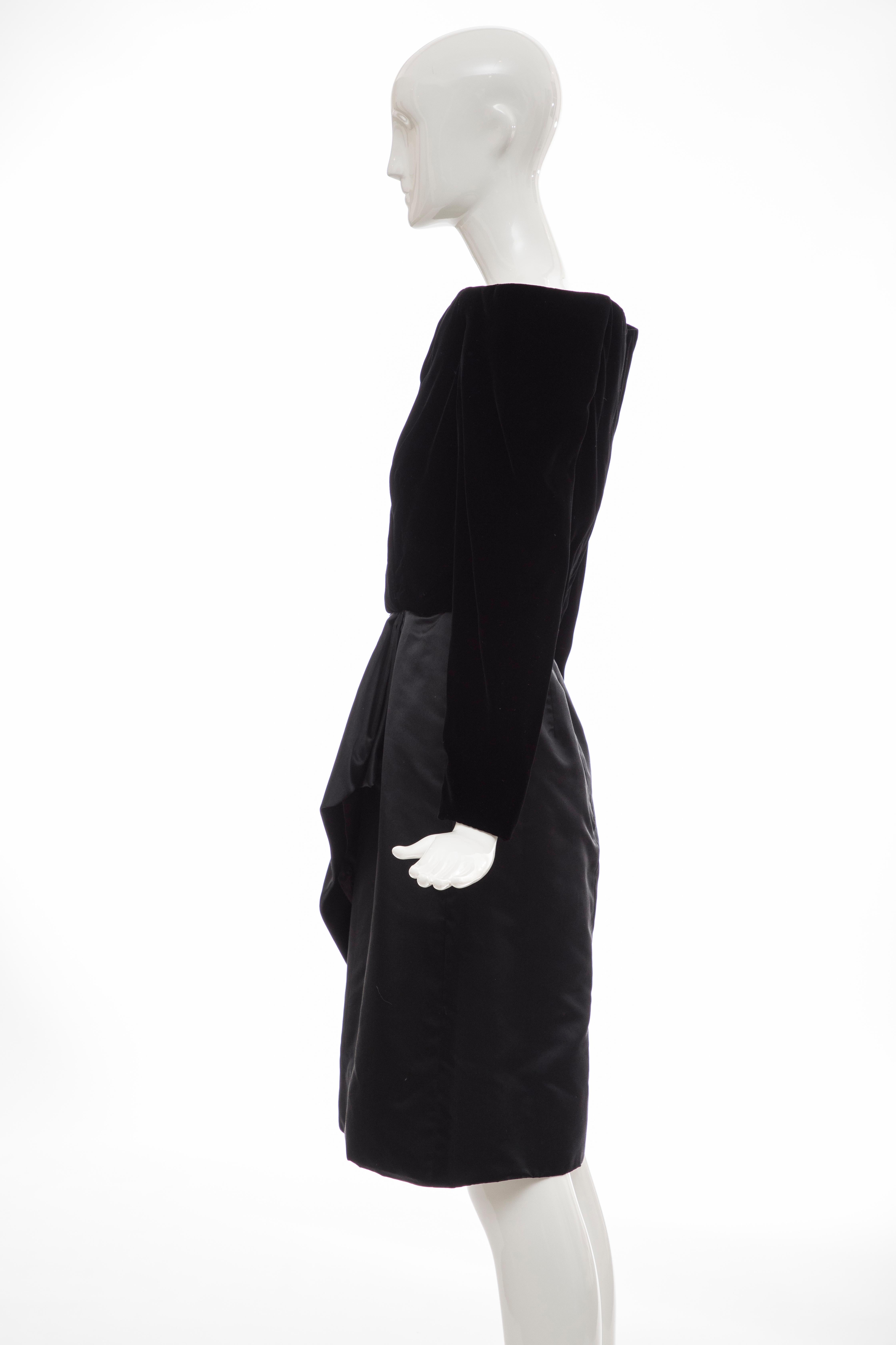Scaasi Boutique Black Silk Velvet Silk Satin Evening Dress, Circa: 1980's  For Sale 5