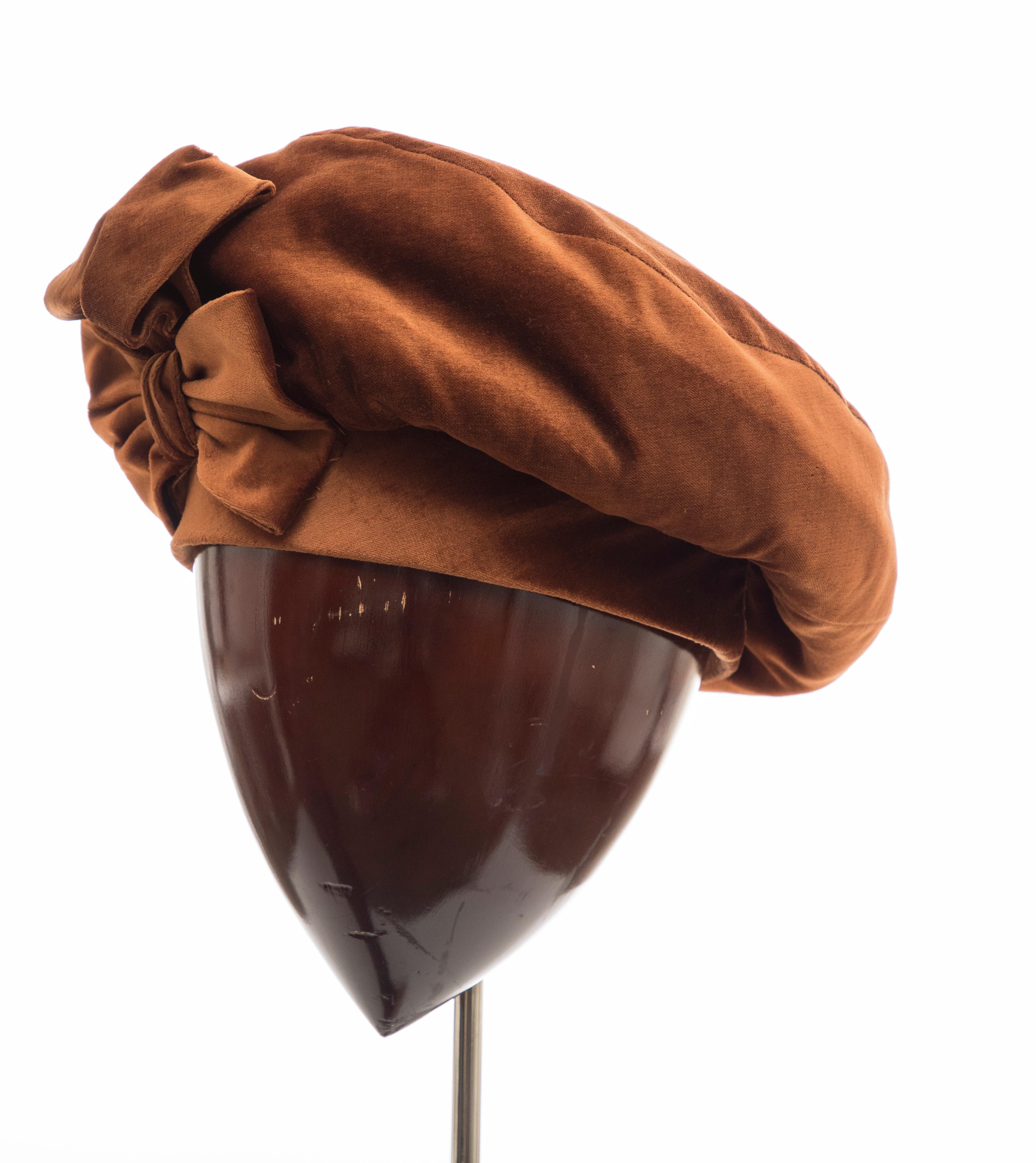 Mr. John Silk Velvet Hat, Circa: 1950's For Sale 5