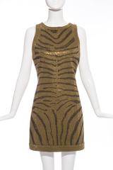 Balmain Runway Gold Zebra Print Crystal Embellished Evening Dress, Pre-Fall 2014