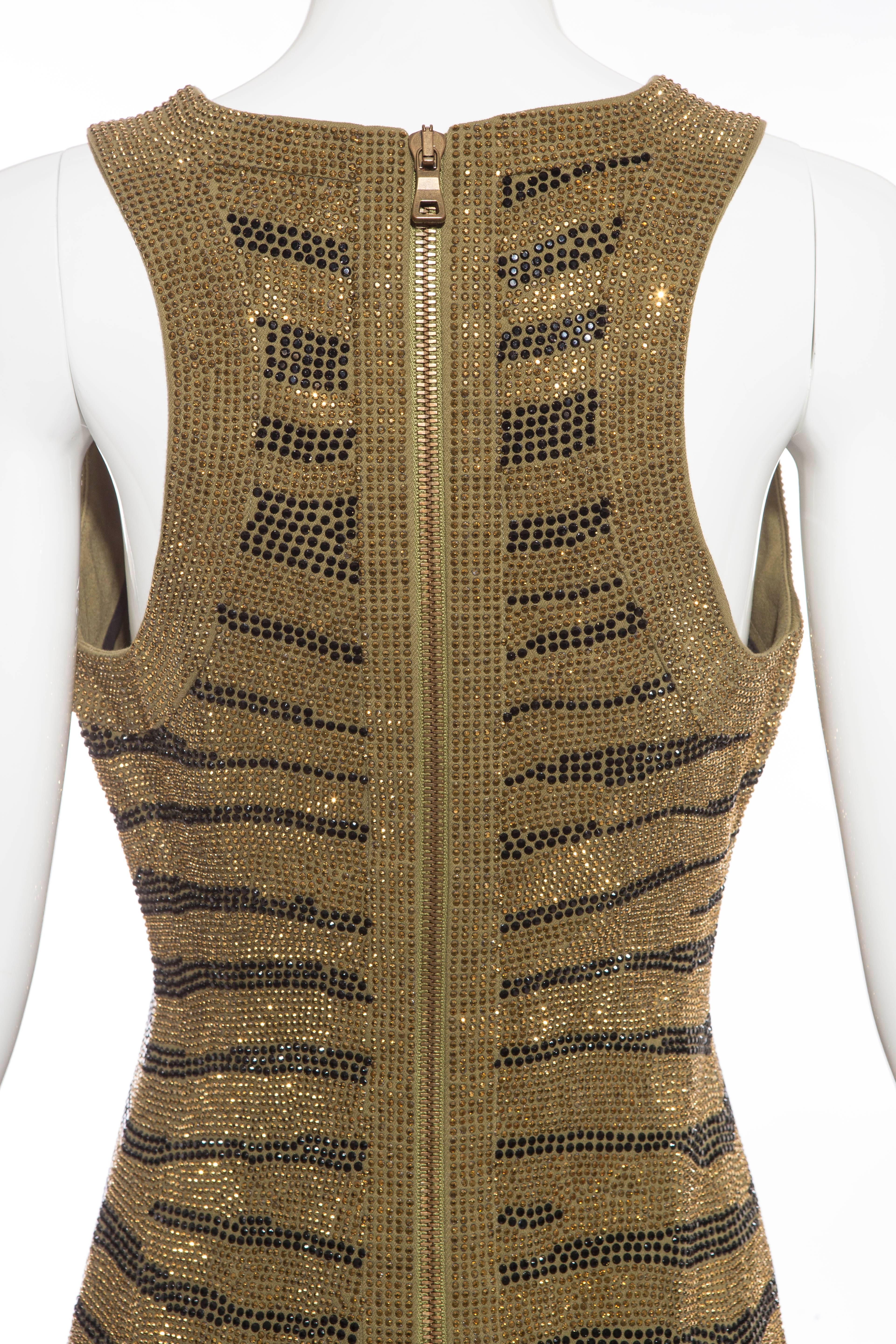 Balmain Runway Gold Zebra Print Crystal Embellished Evening Dress, Pre-Fall 2014 For Sale 1