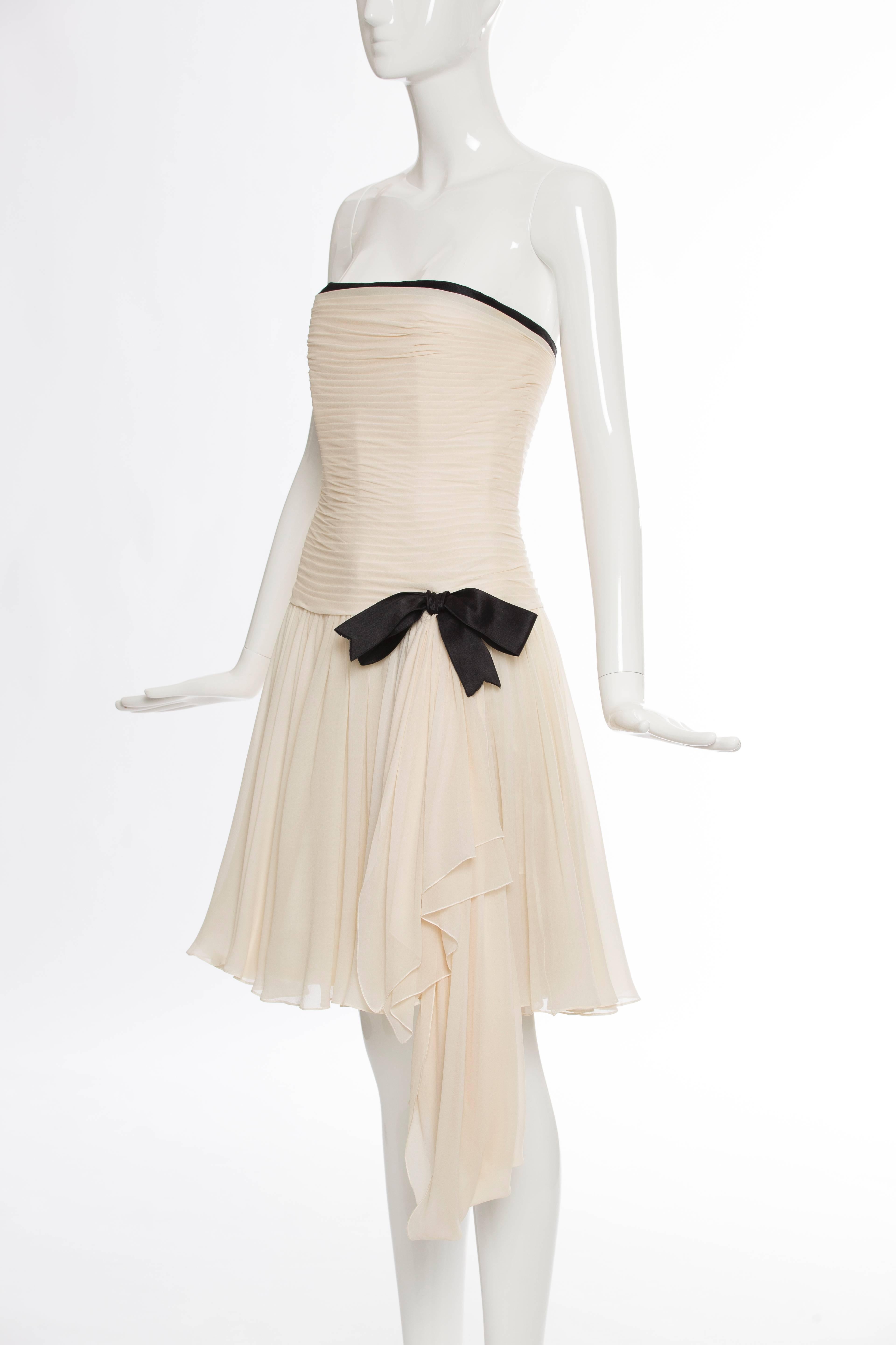 Chanel Silk Chiffon Strapless Dress, Circa 1980s 1