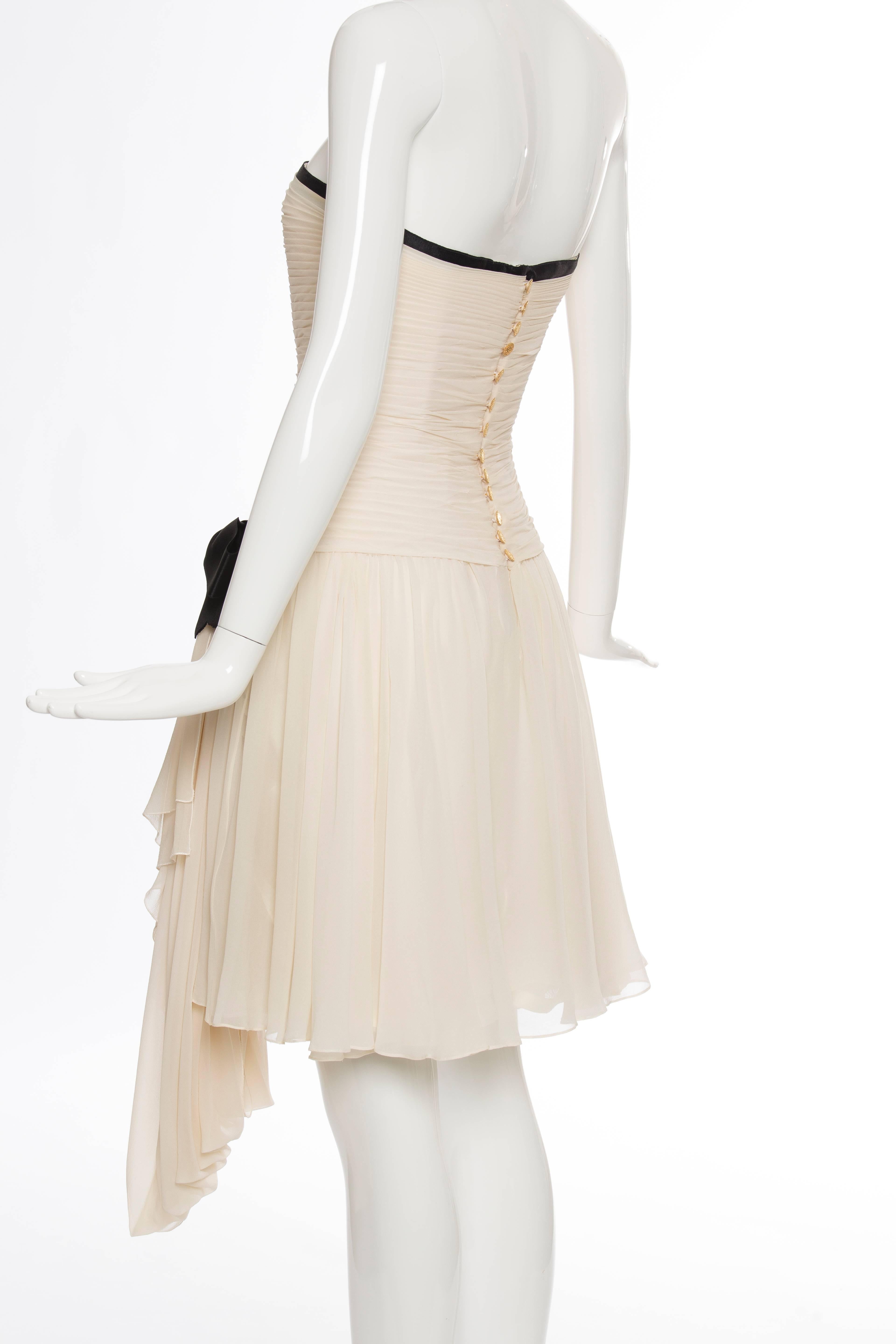 Chanel Silk Chiffon Strapless Dress, Circa 1980s 2