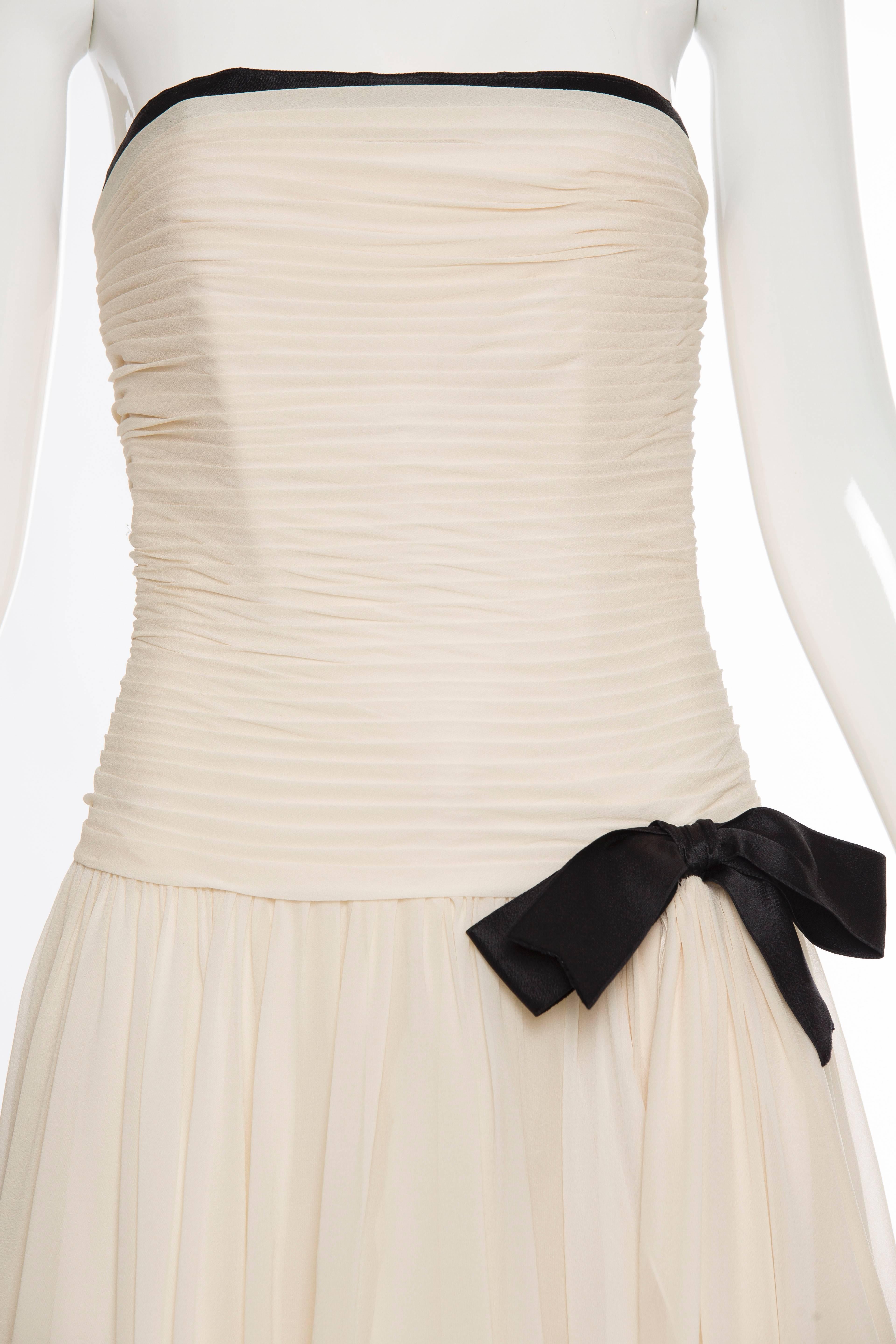 Women's Chanel Silk Chiffon Strapless Dress, Circa 1980s