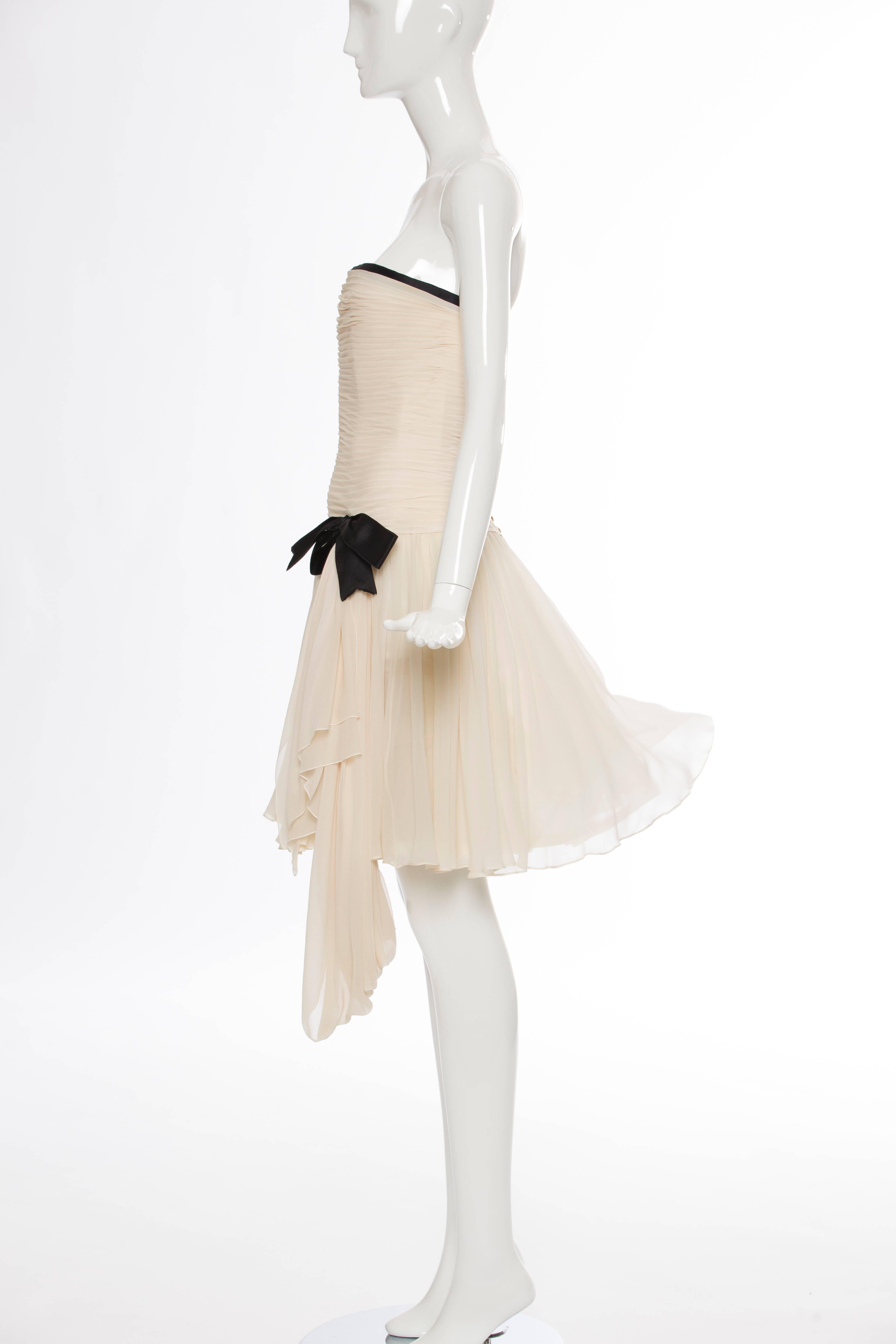 Chanel Silk Chiffon Strapless Dress, Circa 1980s In Good Condition In Cincinnati, OH