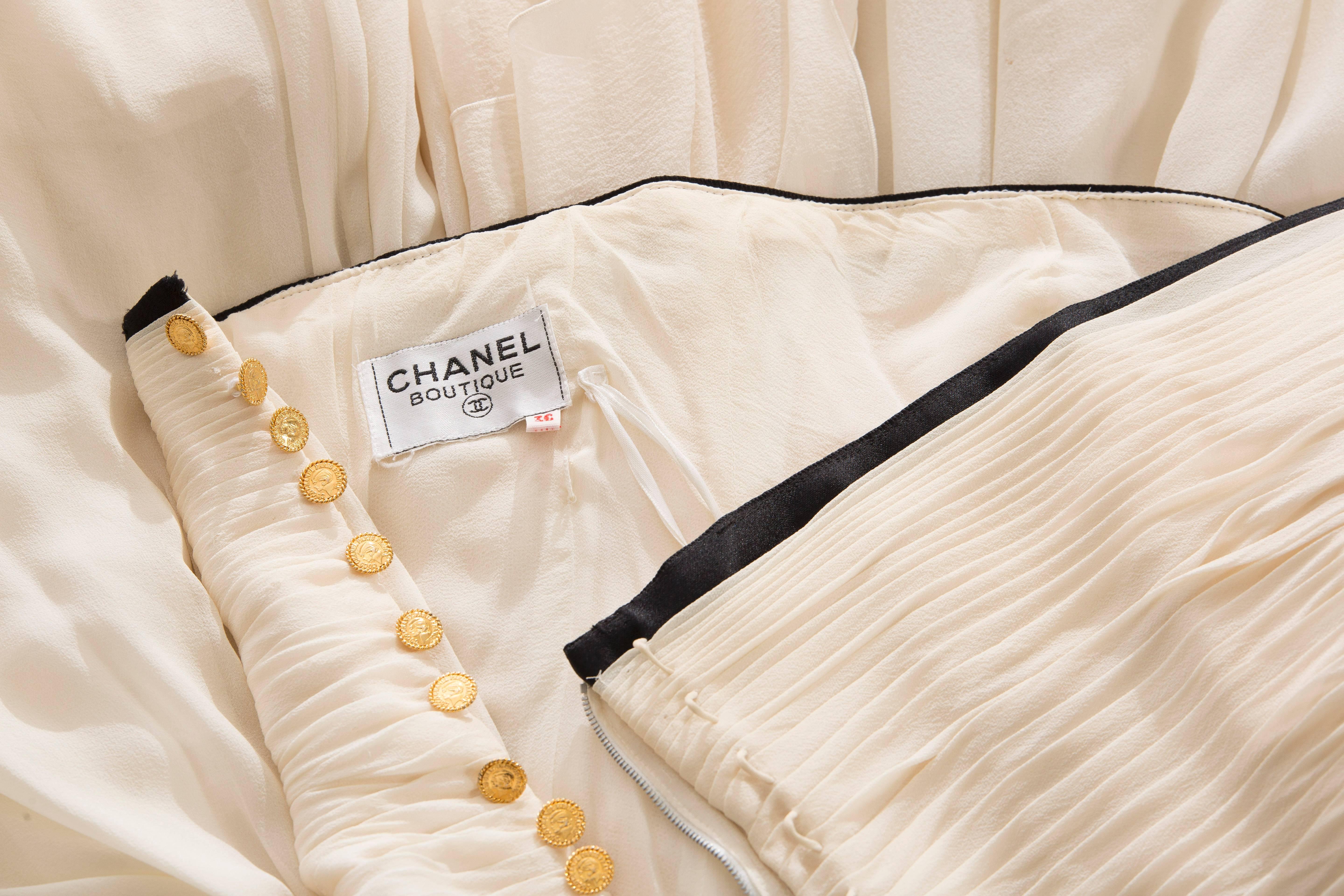 Chanel Silk Chiffon Strapless Dress, Circa 1980s 4