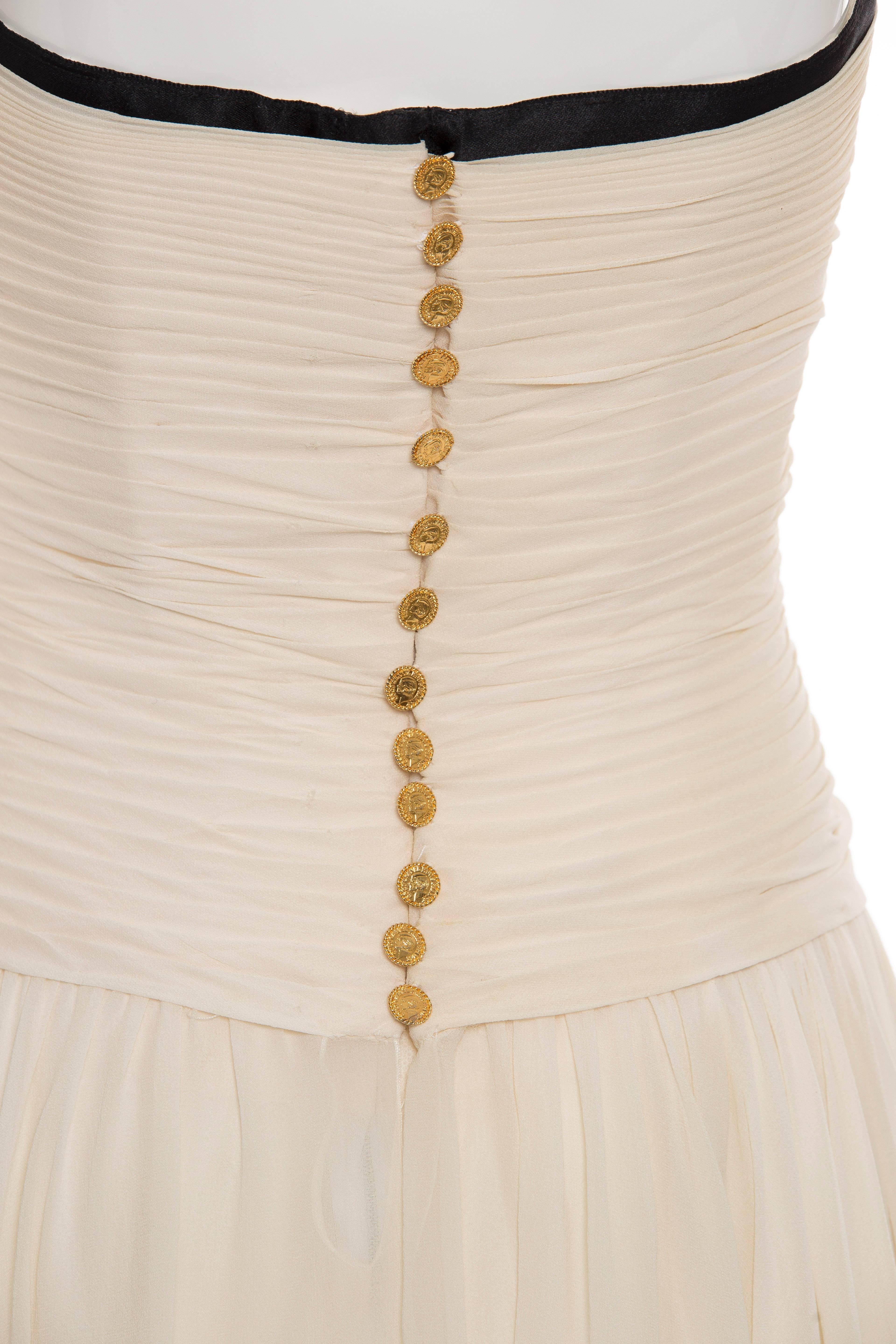 Chanel Silk Chiffon Strapless Dress, Circa 1980s 3