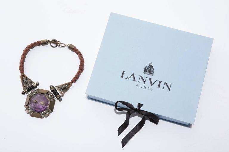  Alber Elbaz For Lanvin Silk Braided Necklace With Amethyst Center Stone 1