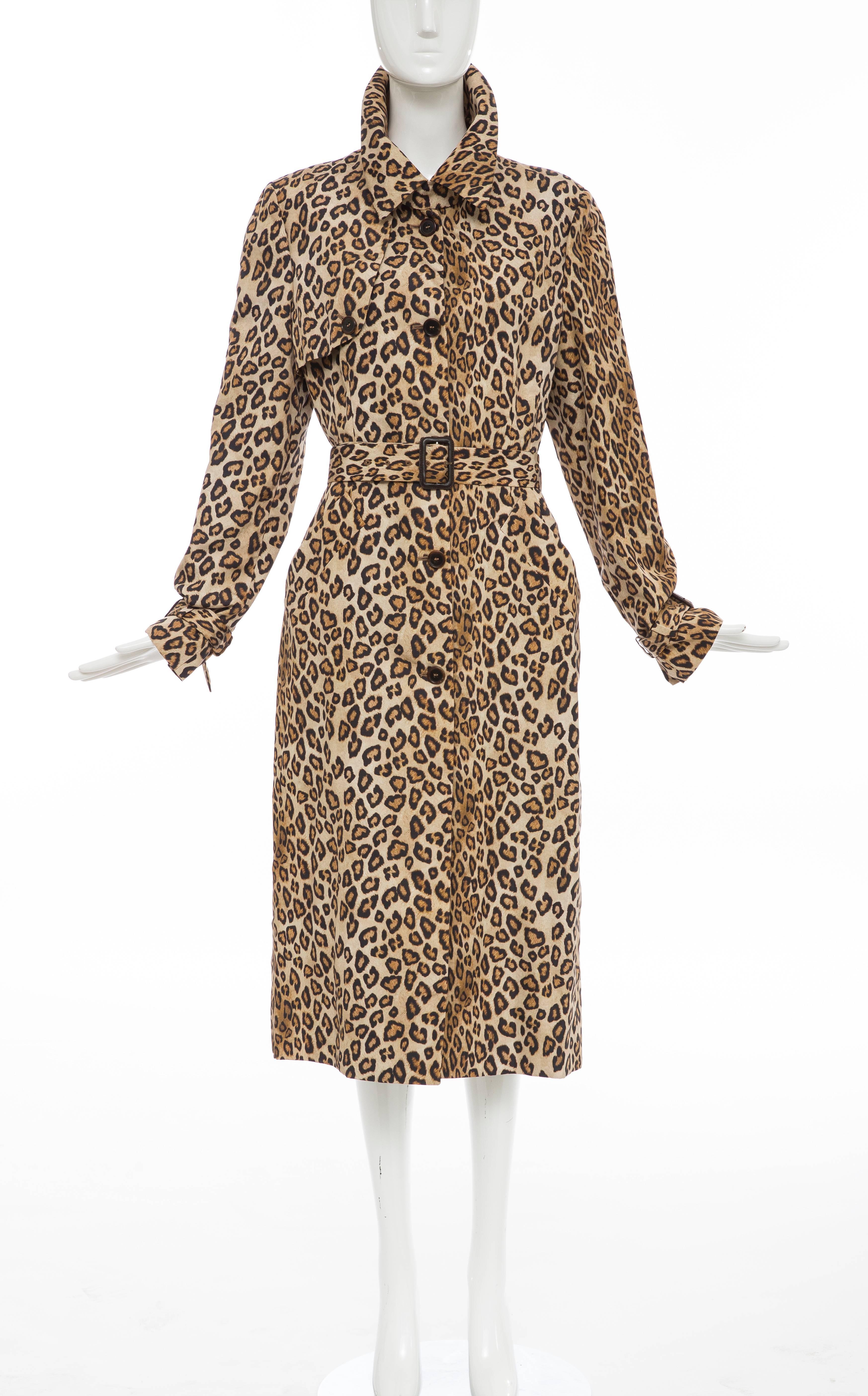 Brown Alexander McQueen Silk Leopard Print Trench Coat, Autumn-Winter 2005